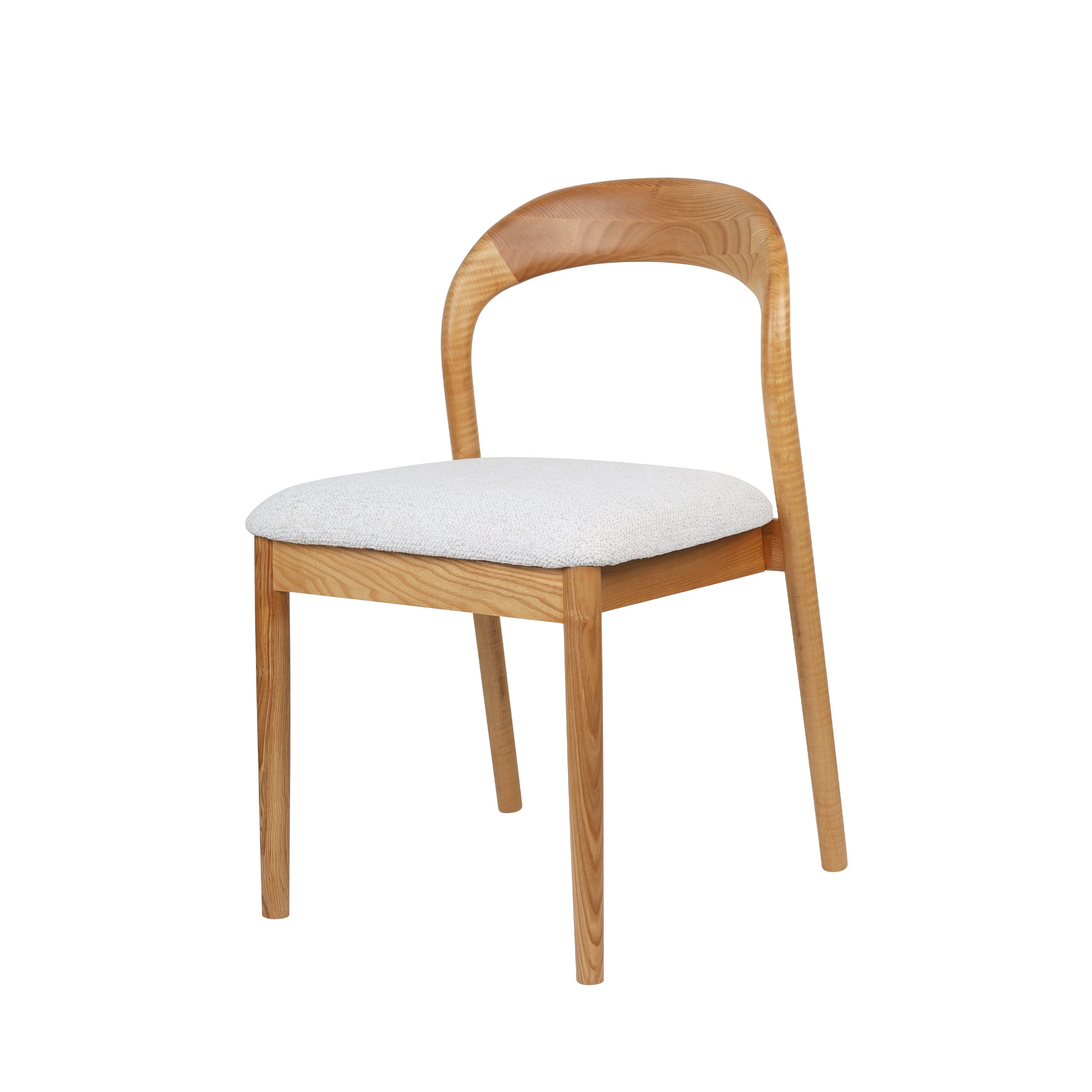 VECHOO Esszimmerstuhl Klassischer Holzesszimmerstuhl Parnell mit geschwungener Rückenlehne (1 St), Gestell aus Eschenholz, Naturholzfarbe