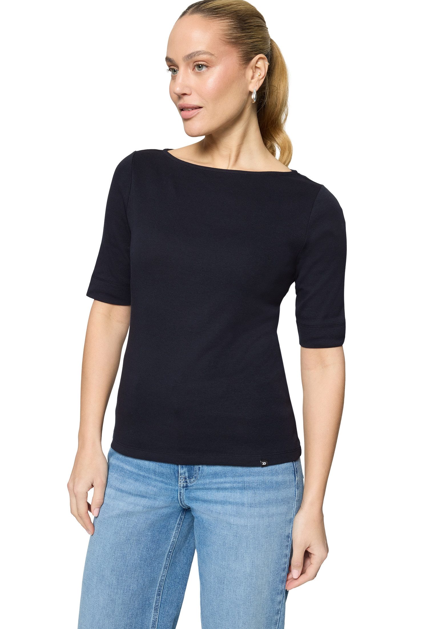 Zero Kurzarmshirt Damen Shirt mit U-Boot-Ausschnitt (1-tlg) Plain/ ohne Details