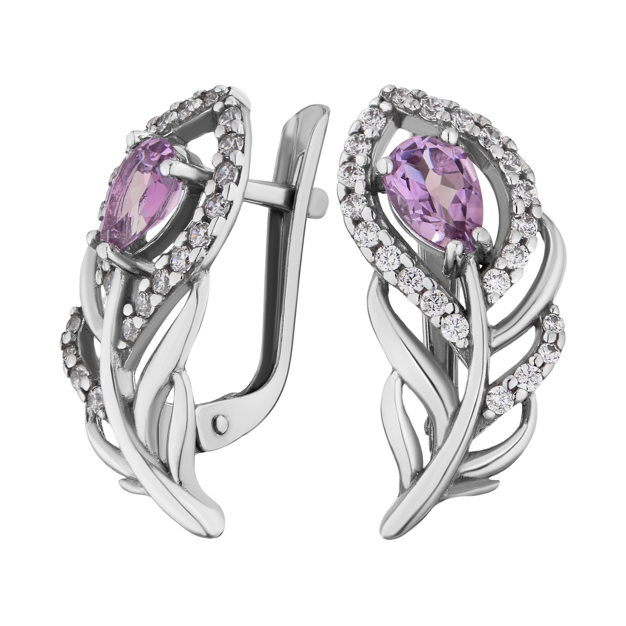 Creolen-Set Ohrringe Creolen 925 Silber Amethyst Zirkonia Steine Echtschmuck