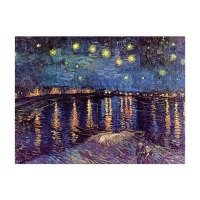Bilderdepot24 Leinwandbild Alte Meister - Vincent van Gogh - Sternennacht über der RhÃ´ne, Abstrakt