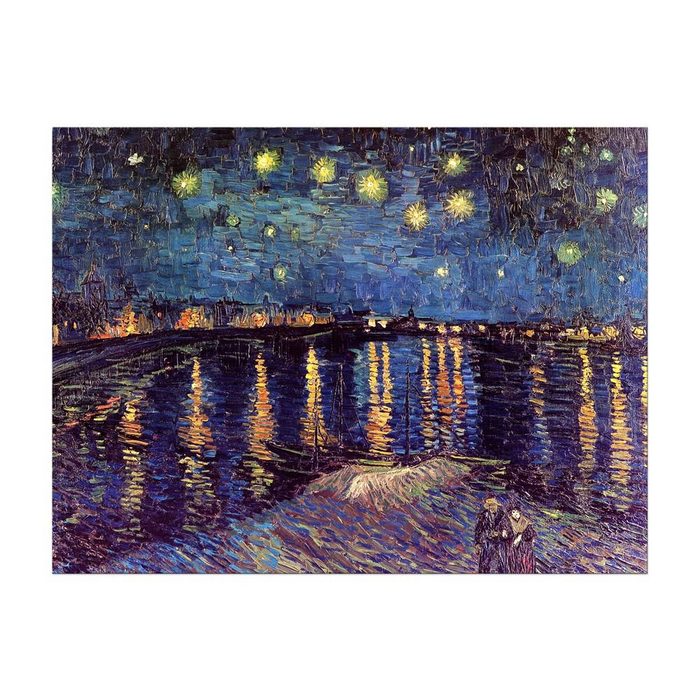 Bilderdepot24 Leinwandbild Alte Meister - Vincent van Gogh - Sternennacht über der RhÃ´ne Abstrakt