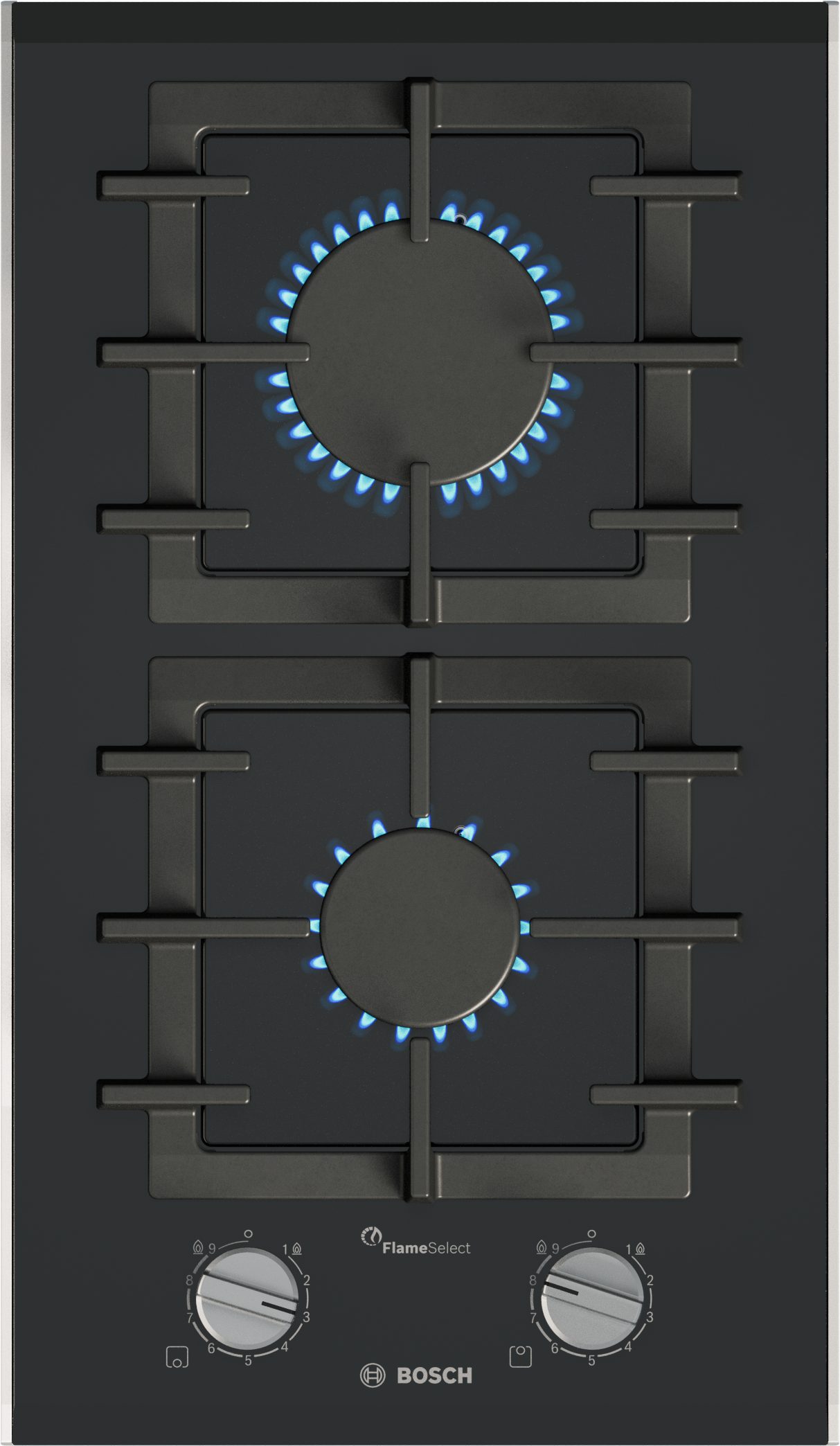 BOSCH Gas-Kochfeld Serie 8 PRB3A6I40, Präzises FlameSelect mit 9 Stufen & spülmaschinenfeste Topfträger