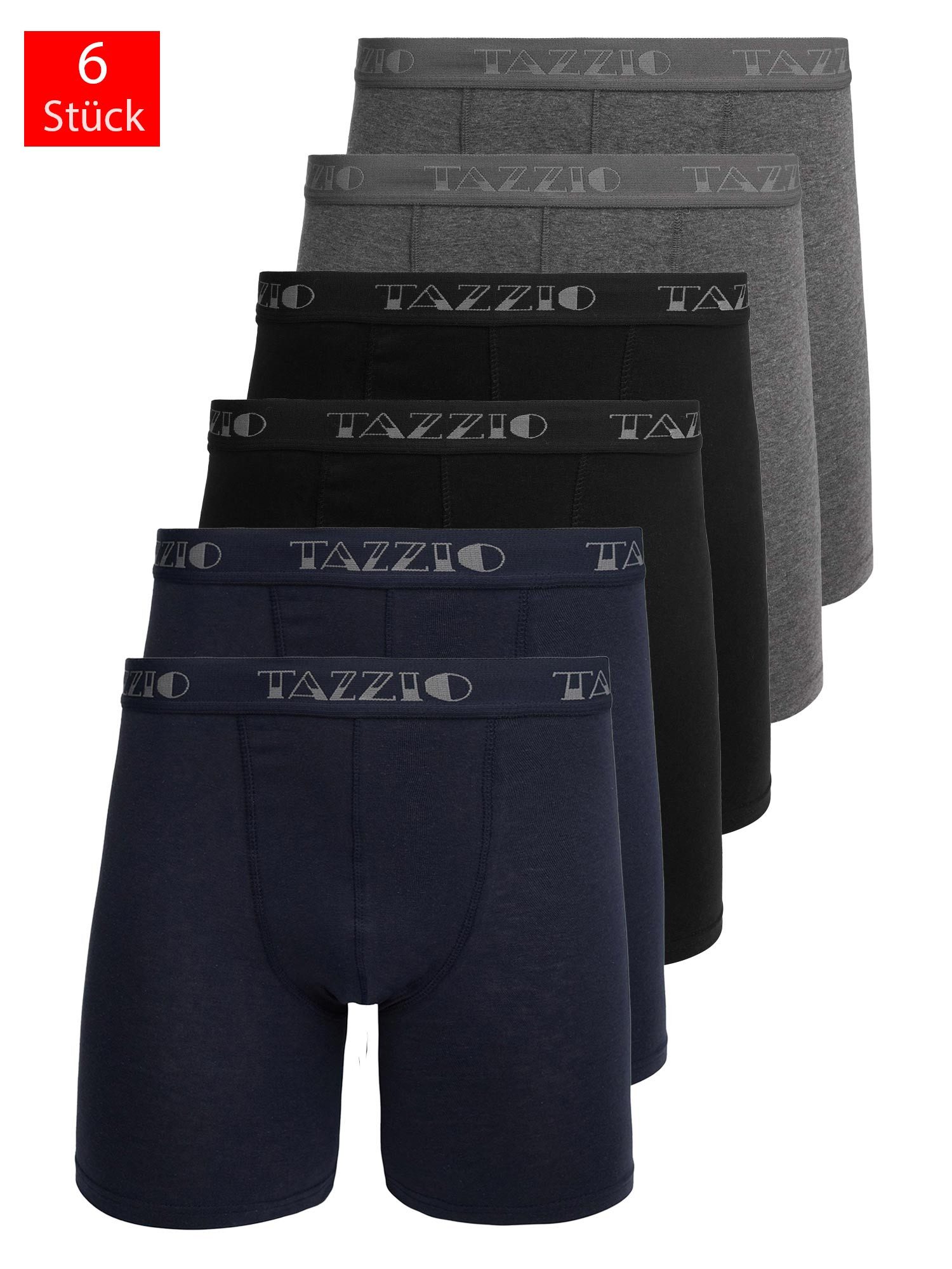 Tazzio Boxershorts 6er Pack BS1002 (Packung, 6-St) langes Bein & Logoschrif günstig online kaufen