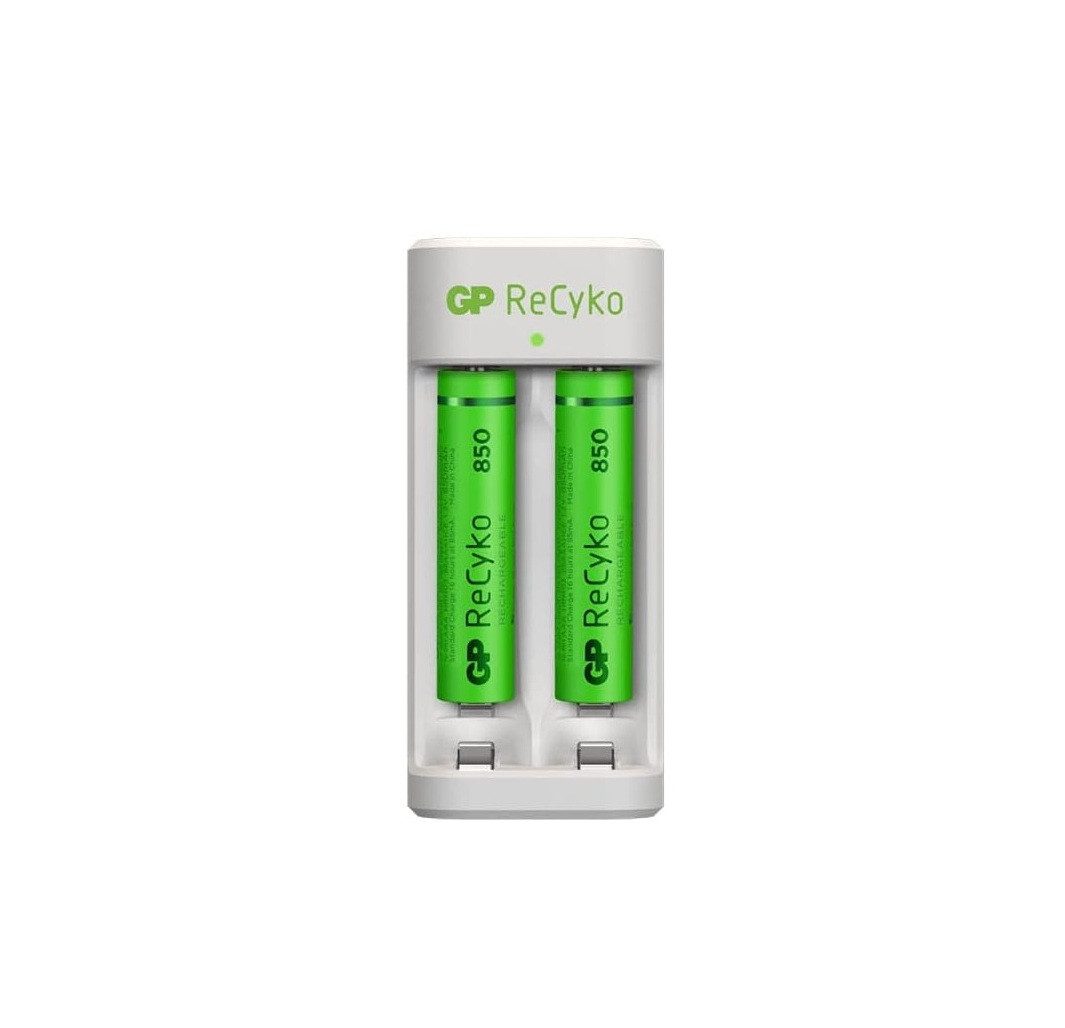 Gp ReCyko GP 2x 850mAh AAA Akku mit Akku-Ladegerät, USB Charger, E211 Batterie-Ladegerät