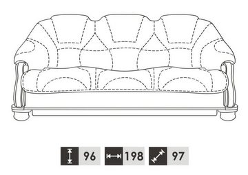 JVmoebel Wohnzimmer-Set Klassische Garnitur 3+2+1 Sitzer Sofagarnitur Sofa 100% Leder Sofort, (3-St., 3 Sitzer / 2 Sitzer / 1 Sitzer), Made in Europe