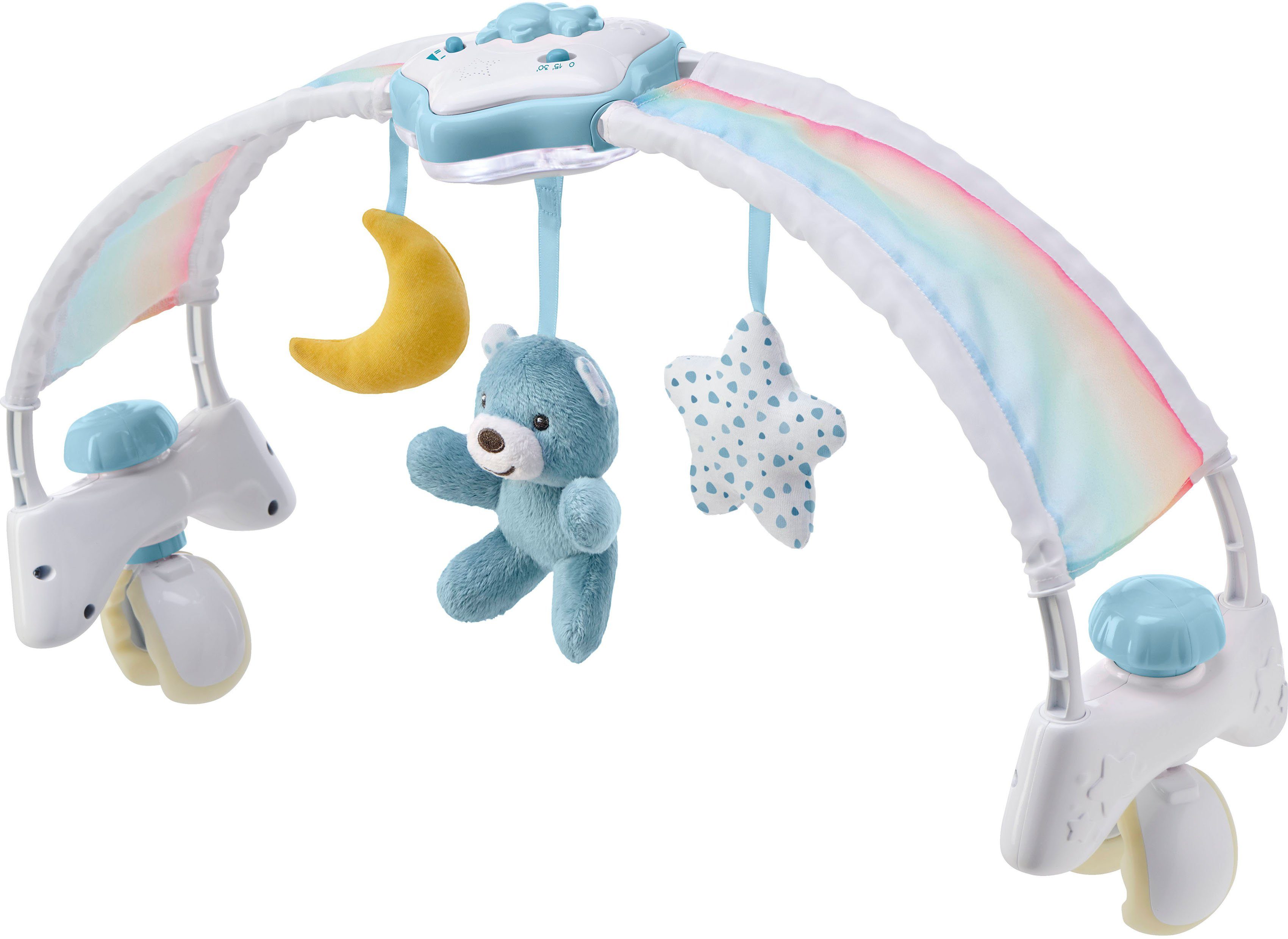 Chicco Spielbogen Regenbogen-Spielbogen für Kinderbett 2 In 1, mit Licht und Melodien, Blau