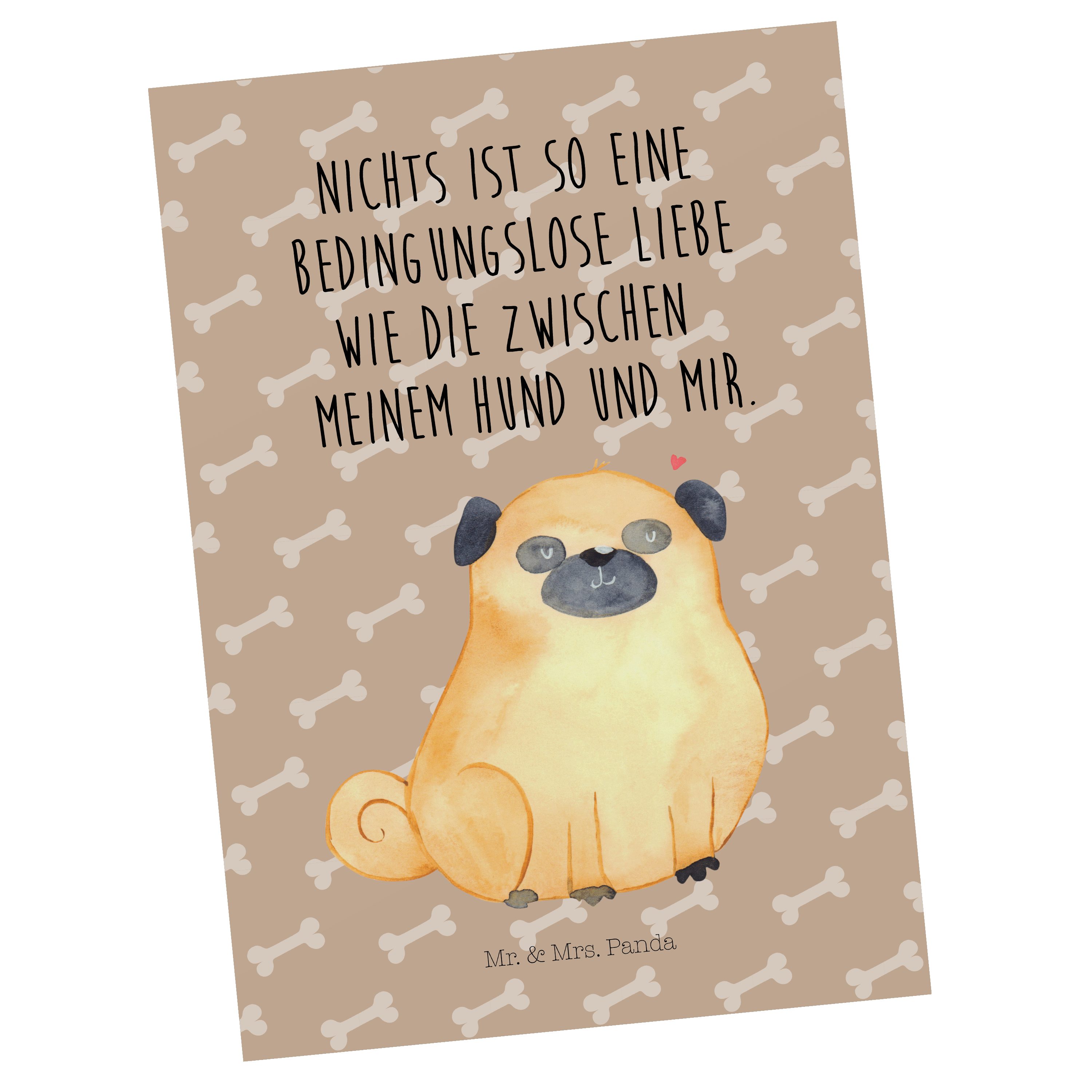 Mr. & Mrs. Panda Postkarte Mops - Hundeglück - Geschenk, Hundemama, Sprüche, Hundemotiv, Geschen