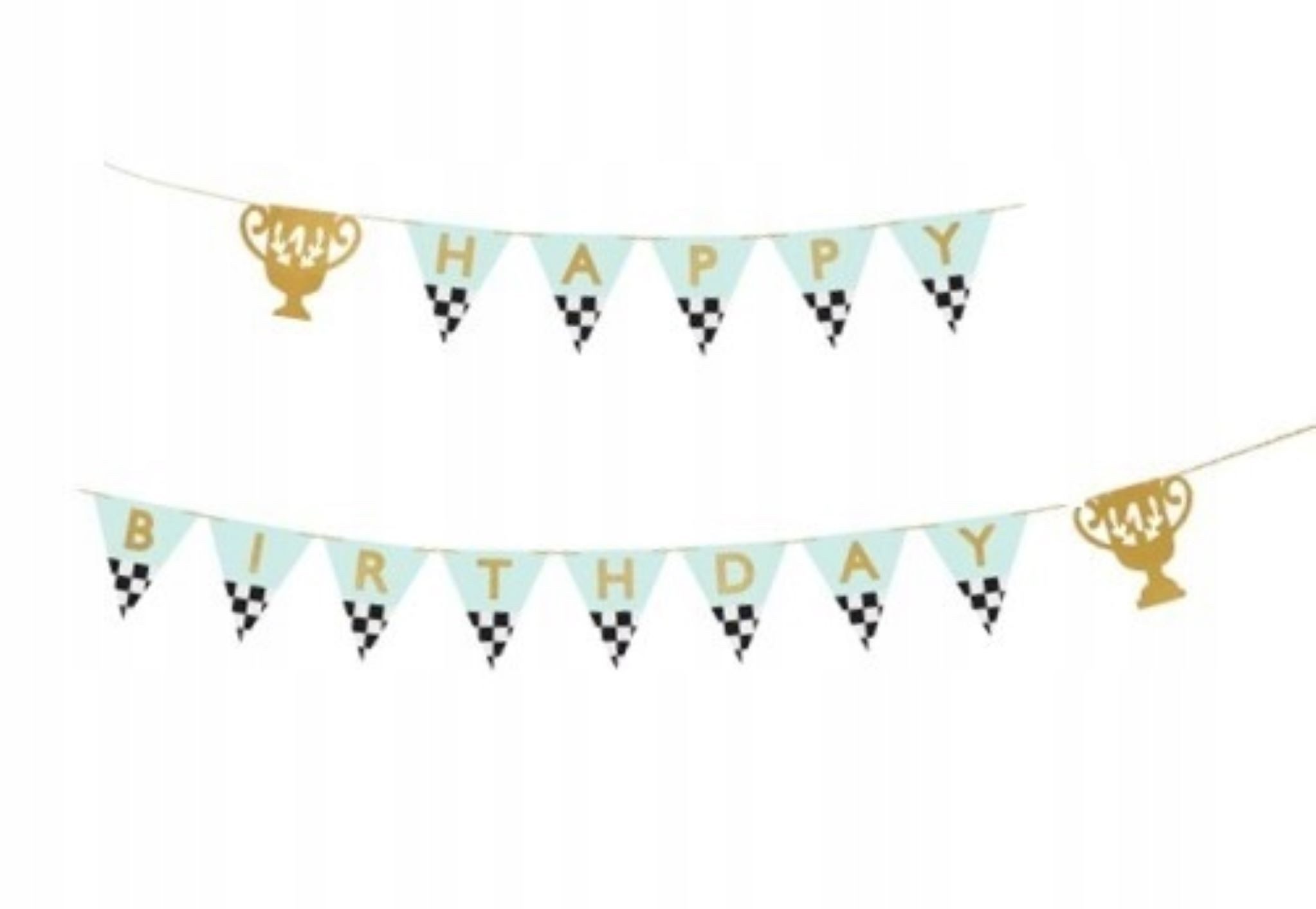 partydeco Girlande Geburtstagsbanner mit Rennwagen - Happy Birthday (250 cm)