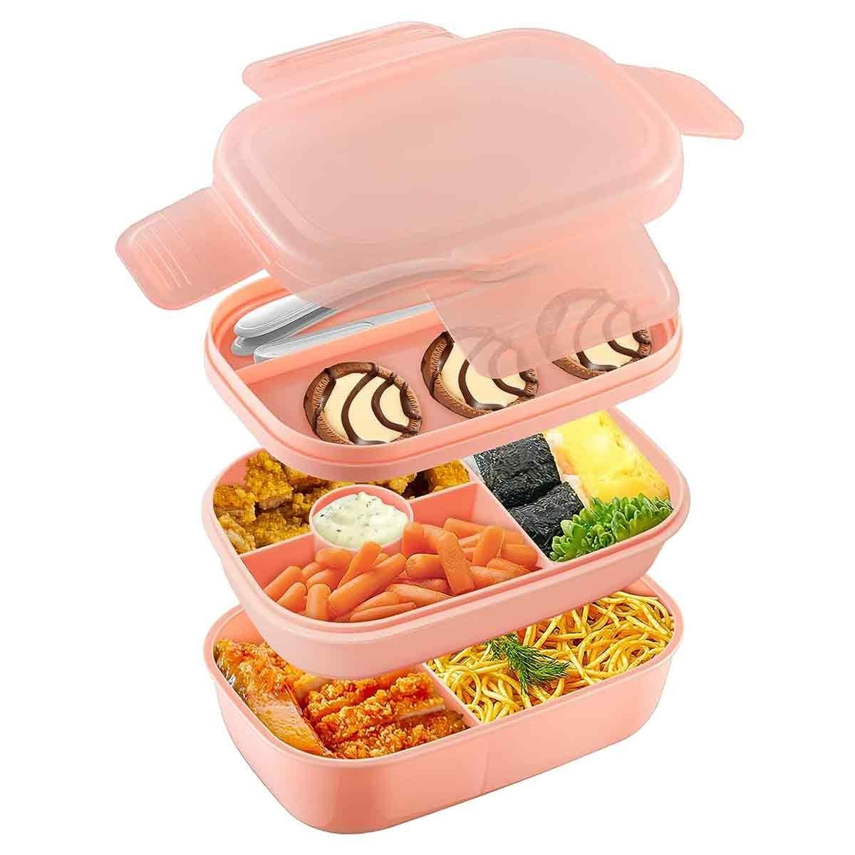 Jormftte Lunchbox Bento Box,Lunchbox für Erwachsene,Edelstahl, für Arbeit Schule Rosa