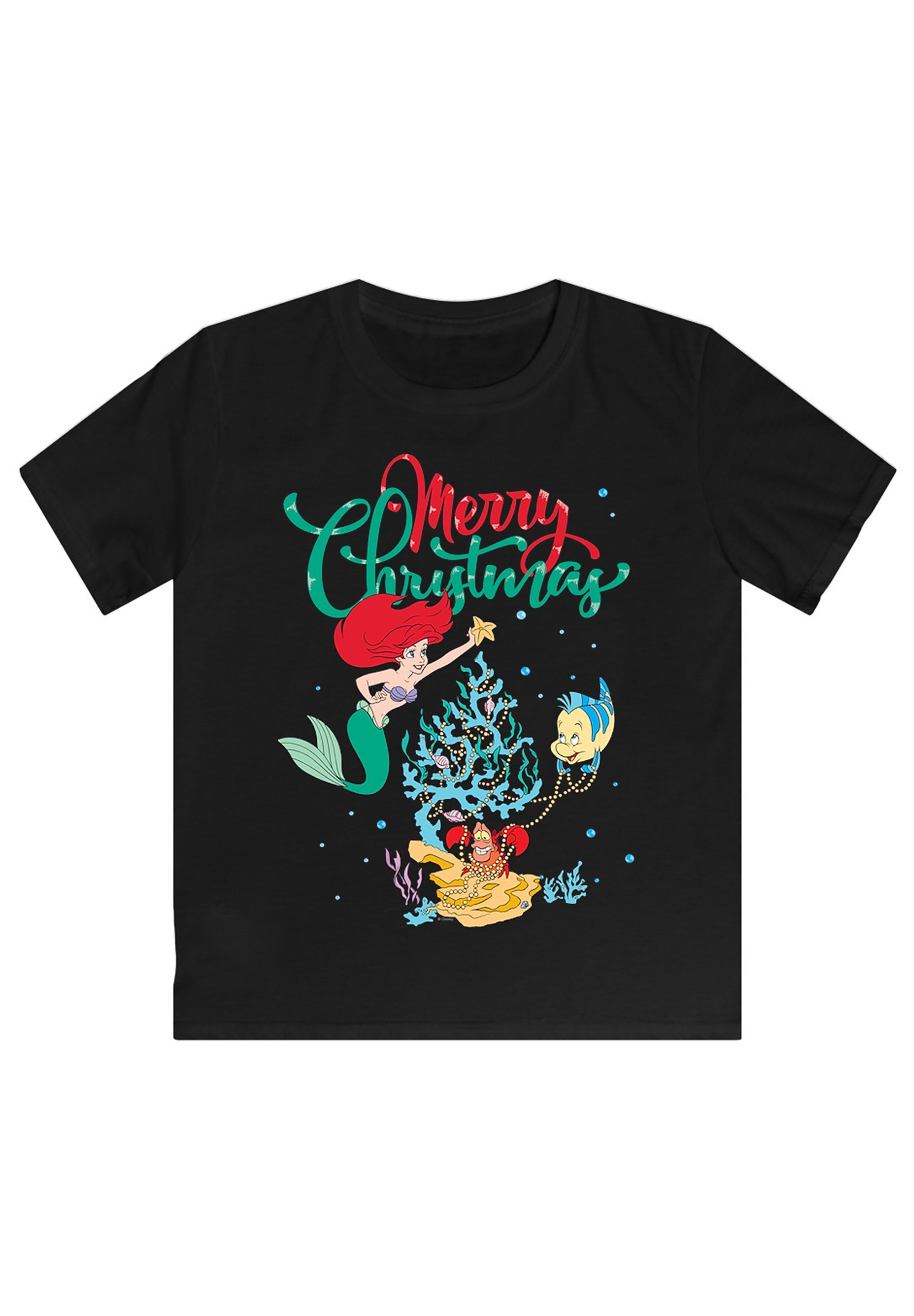 hohem Weihnachten F4NT4STIC mit T-Shirt Sehr Print, Baumwollstoff Arielle Tragekomfort die Meerjungfrau weicher