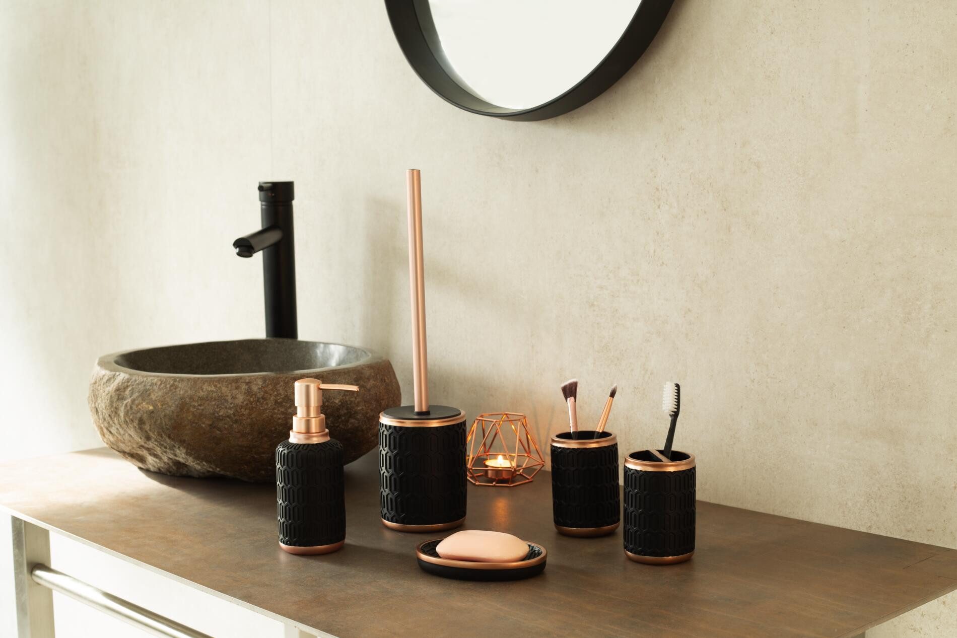 Ridder Badaccessoire-Set Aufbewahrungsbecher Laila schwarz günstig online kaufen