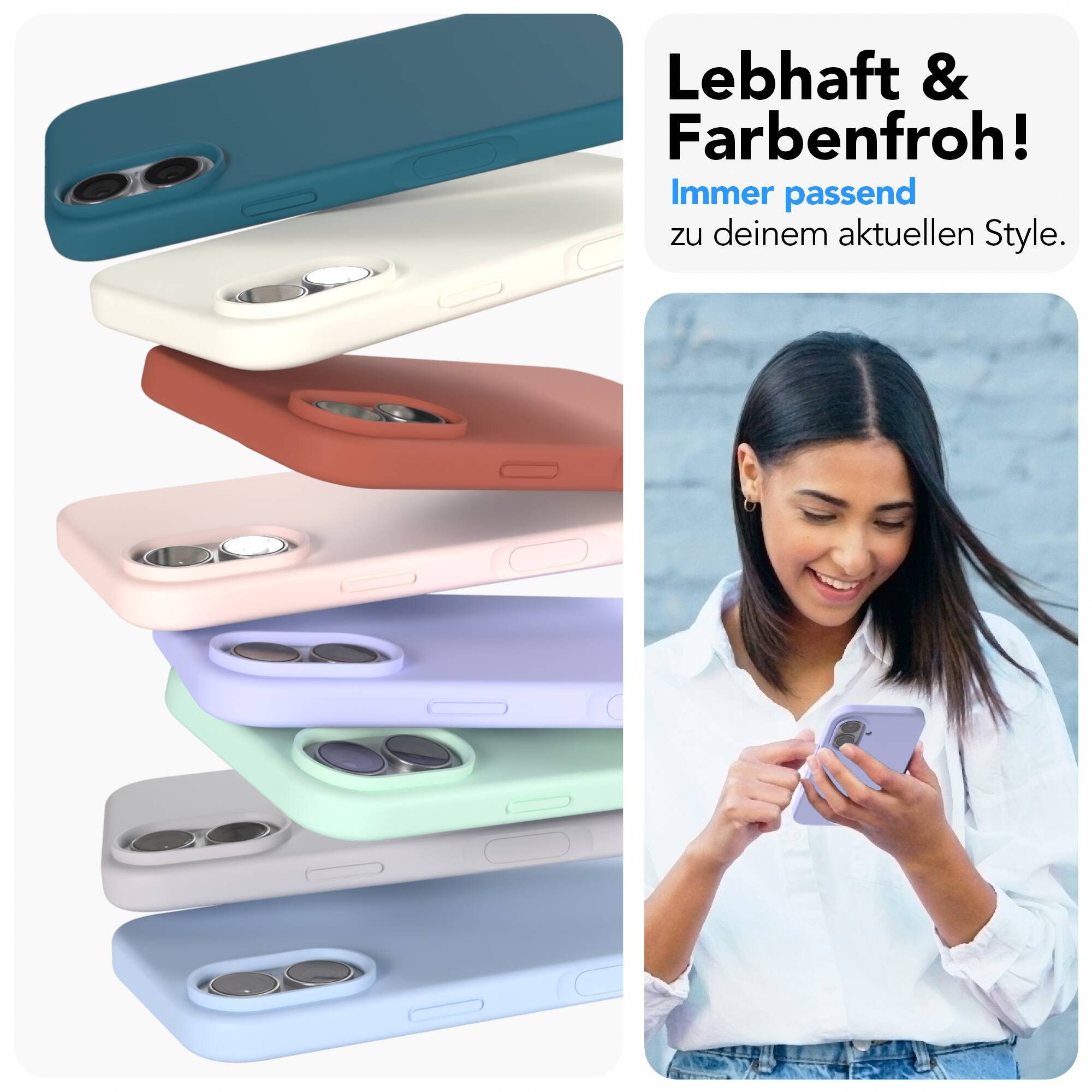 EAZY CASE Handyhülle für Apple iPhone 17 Hülle Silikon 6,3 Zoll, Handytasche aus Silikon Slimcover mit Displayscchutz Violett Lavendel – Bild 2 von 5