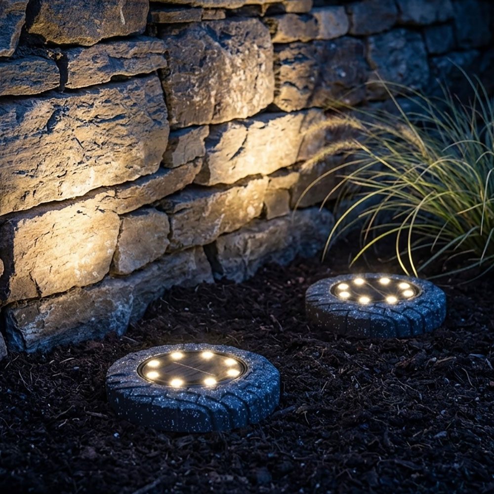 Harms Import LED Gartenstrahler, LED-Leuchtmittel fest verbaut, Warmweiß, 2x LED Solarbodenleuchte Außen Gartenleuchte Anthrazit IP44 DM 11 cm