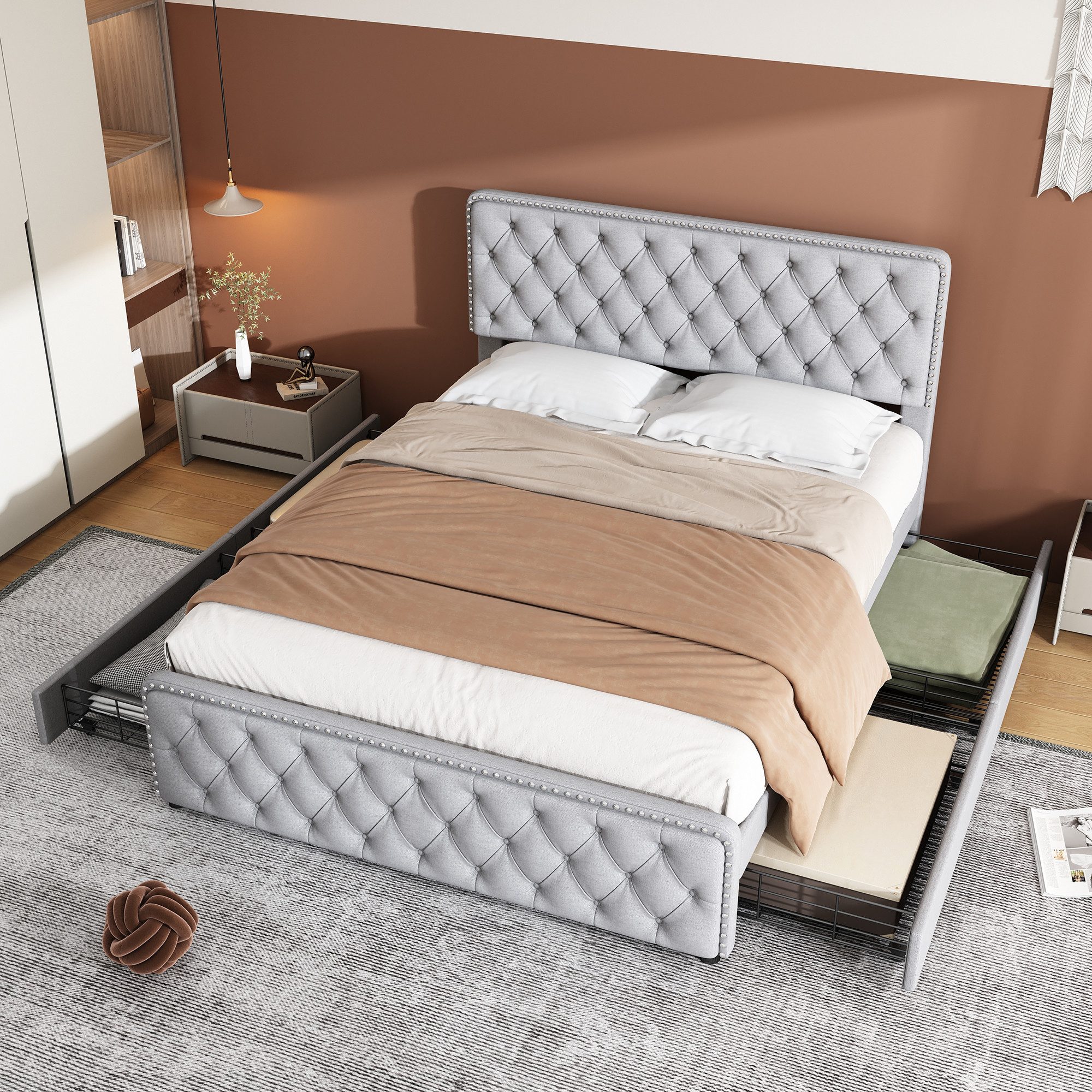 REDOM Polsterbett Doppelbett (Höhenverstellbares Kopfteil), 140 günstig online kaufen