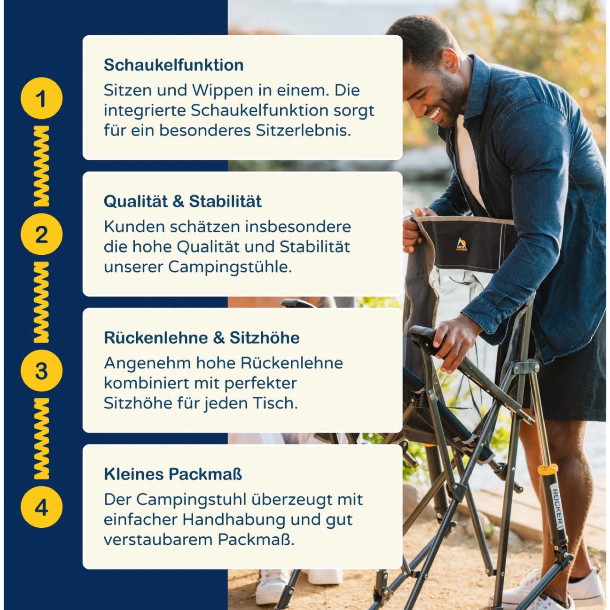 GCI Outdoor Fahrradlenker GCI Outdoor Roadtrip Rocker Outdoor Schaukelstuhl mit Getränkehalter