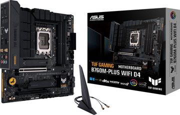 Asus TUF GAMING B760M-PLUS WIFI D4 Mainboard, Intel B760, mATX, DDR4 Speicher, PCIe 5.0, 2x M.2