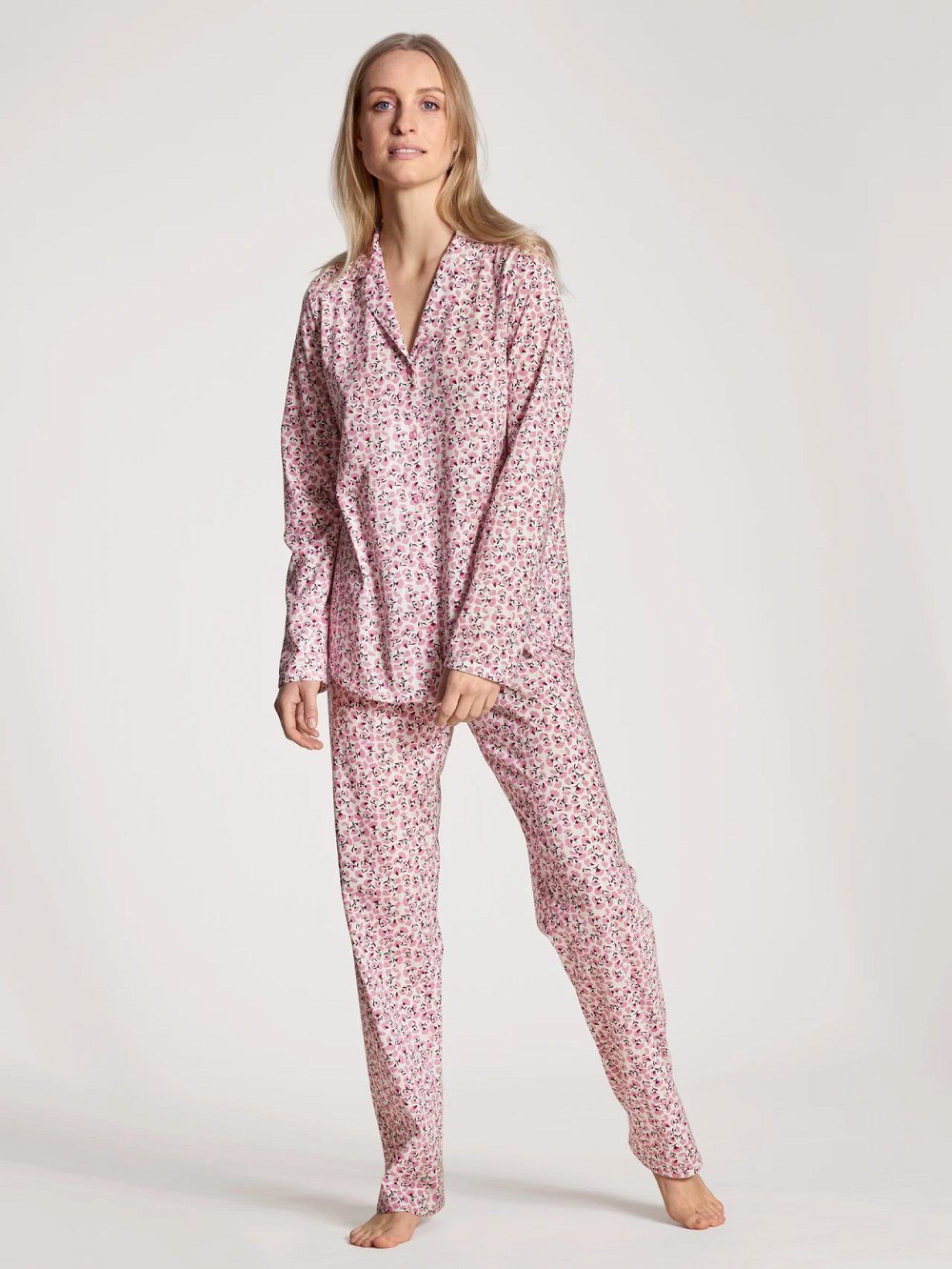 CALIDA Pyjama Calida Damen Pyjama durchgeknöpft 47356 rosa (1 Stück, 1  tlg., 1 Stück) 100% Baumwolle