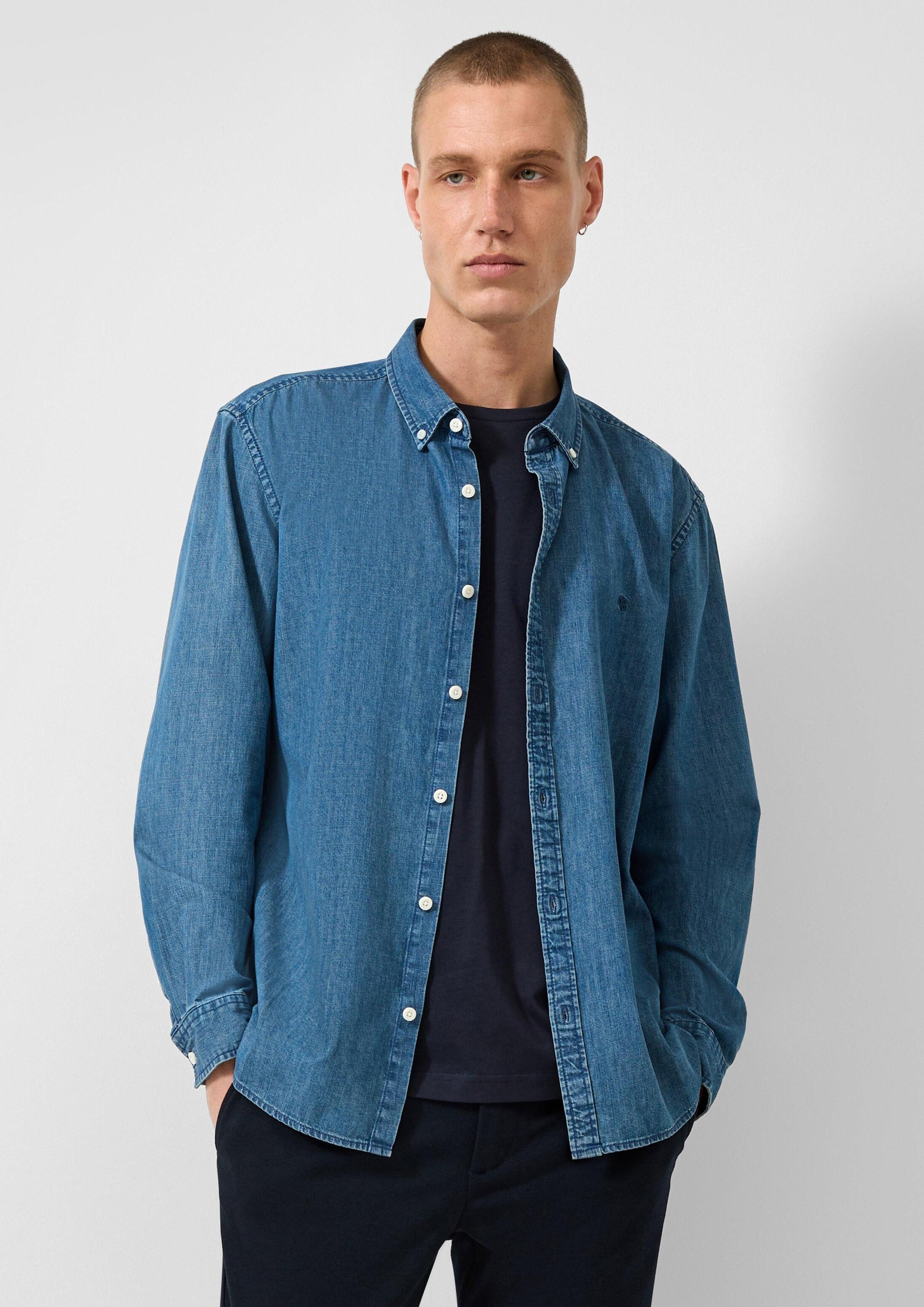 QS Langarmhemd Hemd Regular Fit: Denimhemd