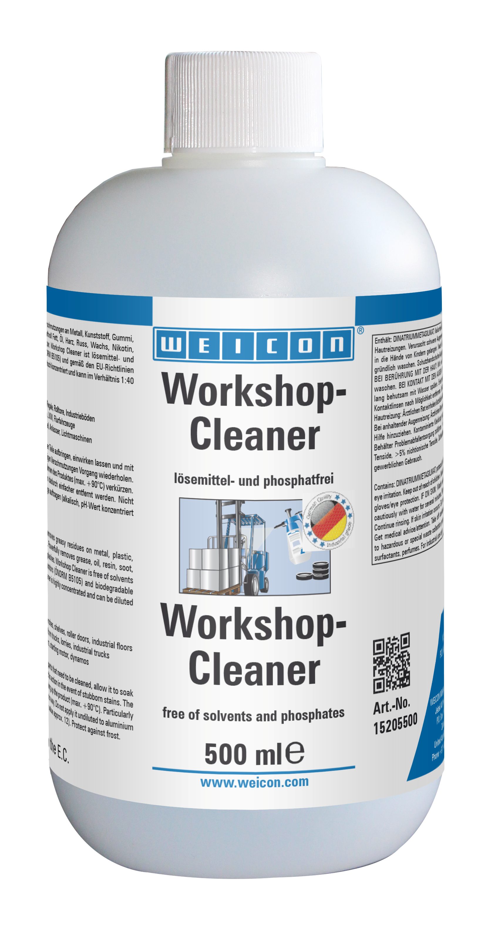 WEICON Workshop Cleaner, lösemittelfreier Universalreiniger, blau Flüssigreiniger (lösemittelfrei, ölabscheideverträglich, biologisch abbaubar)