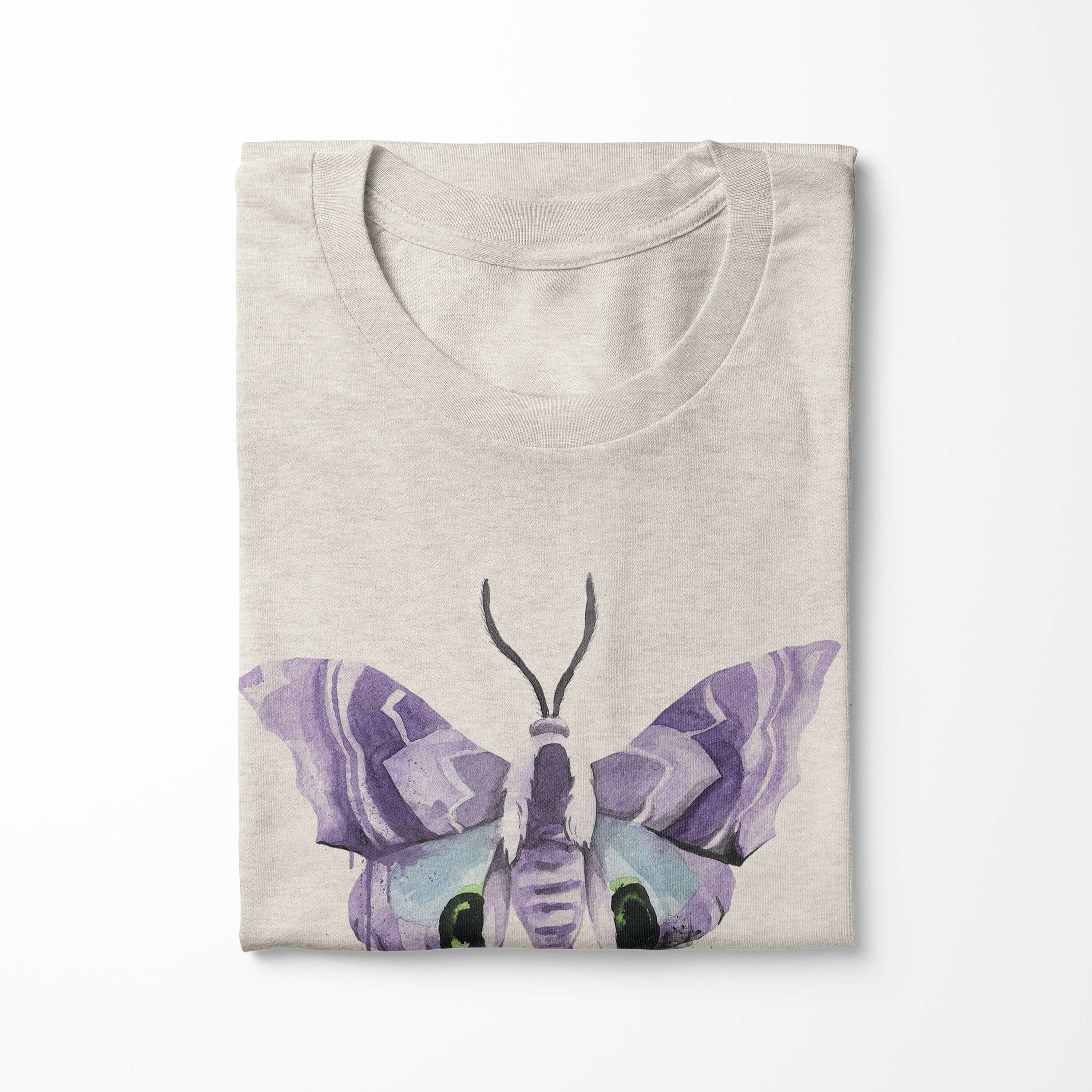 Sinus Art T-Shirt Herren Shirt Farbe 100% Ökomode T-Shirt Organic Nachhaltig Bio-Baumwolle (1-tlg) Motiv Aquarell Motte