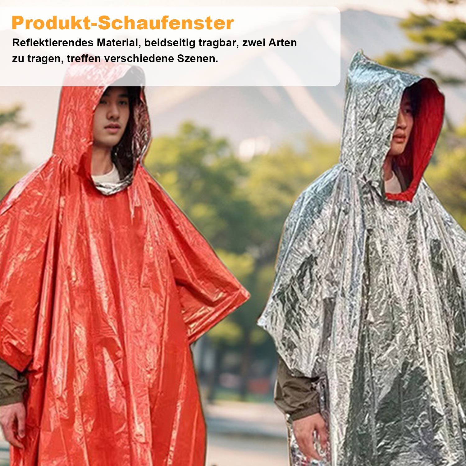 Refttenw Regenponcho Tragbarer Notfall-Regenmantel, Campingbedarf, Winddicht,4 Stück wasserdicht