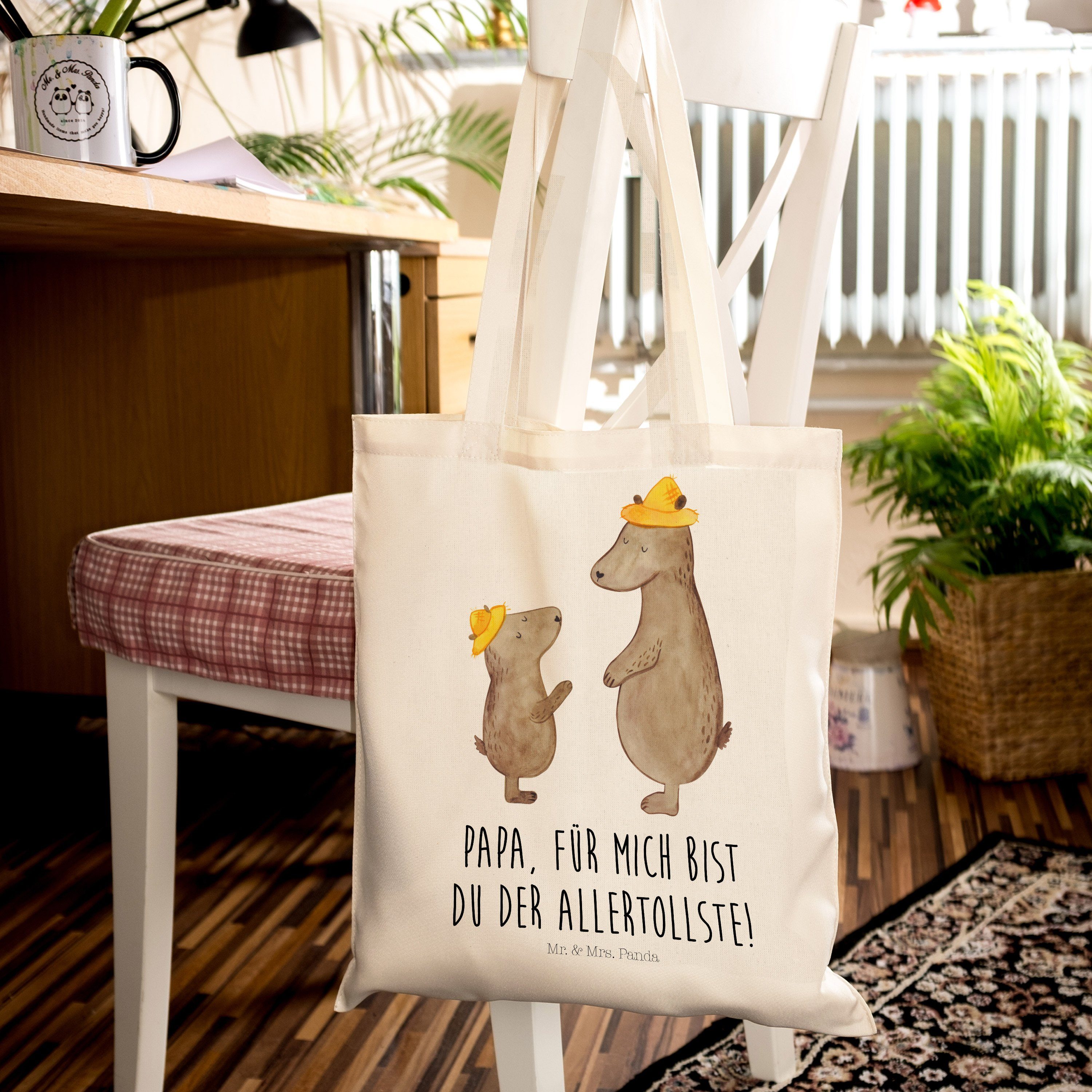 Transparent Hut & - mit Geschenk, Mrs. Mr. Stof - Vorbild, Panda Bären Einkaufstasche, Tragetasche (1-tlg)