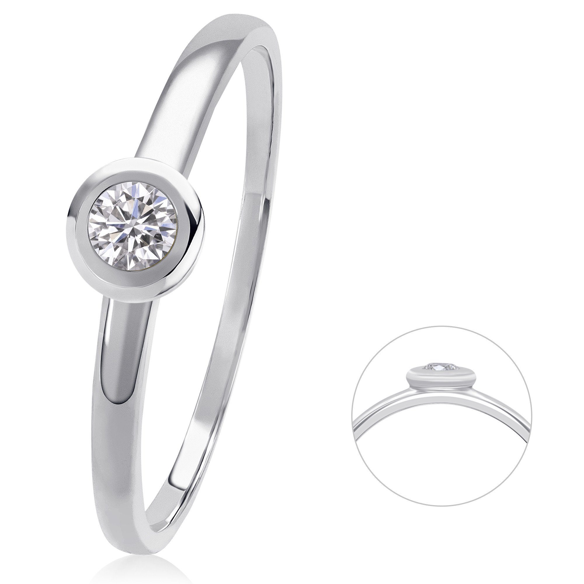 ONE ELEMENT Diamantring 0,08 ct Diamant Brillant Ring aus 585 Weißgold, Feine Handarbeit – Diamantdetails für ein edles Leuchten