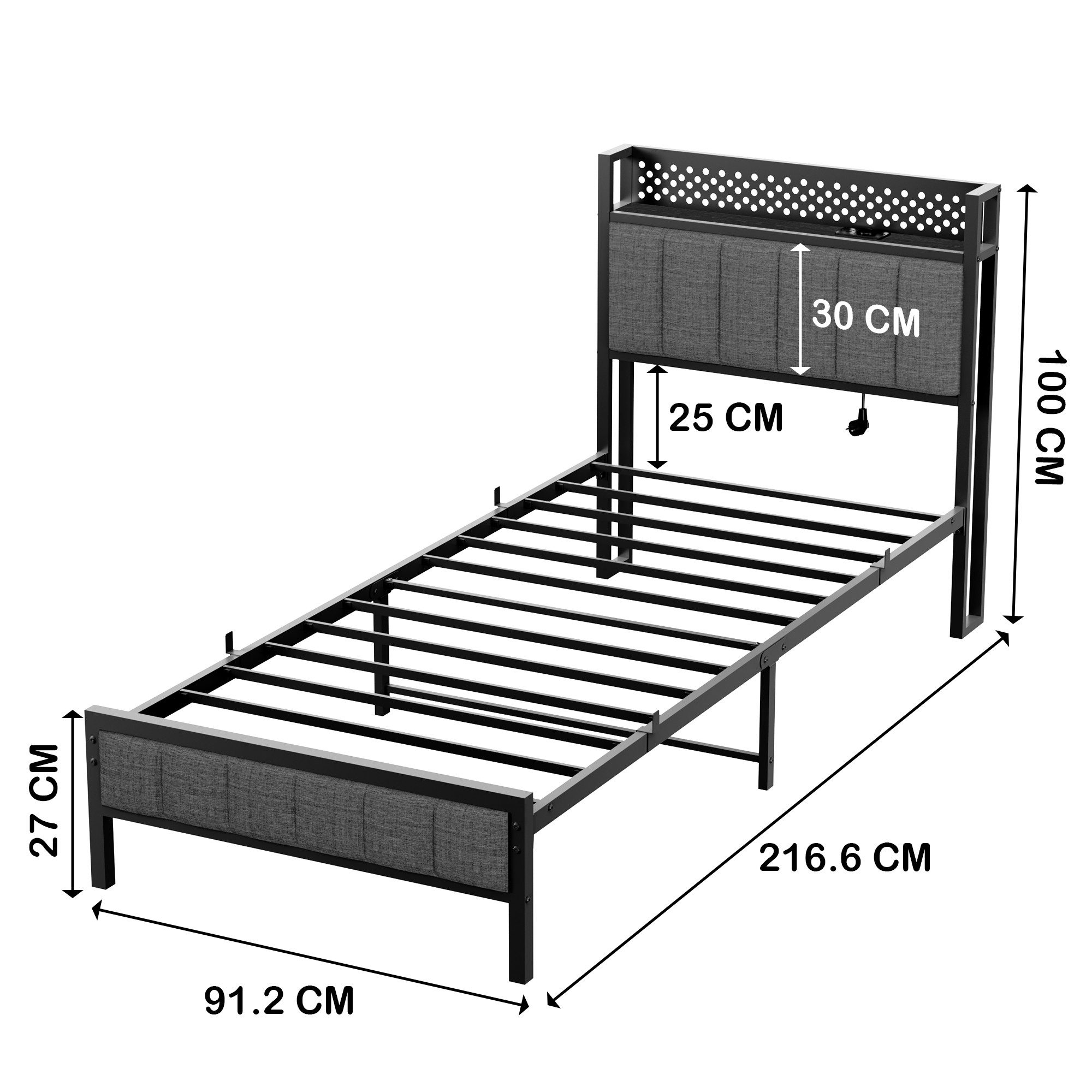 STILVORA Jugendbett Metallbett 90x200 Bettgestell bett mit Steckdose,led Be günstig online kaufen