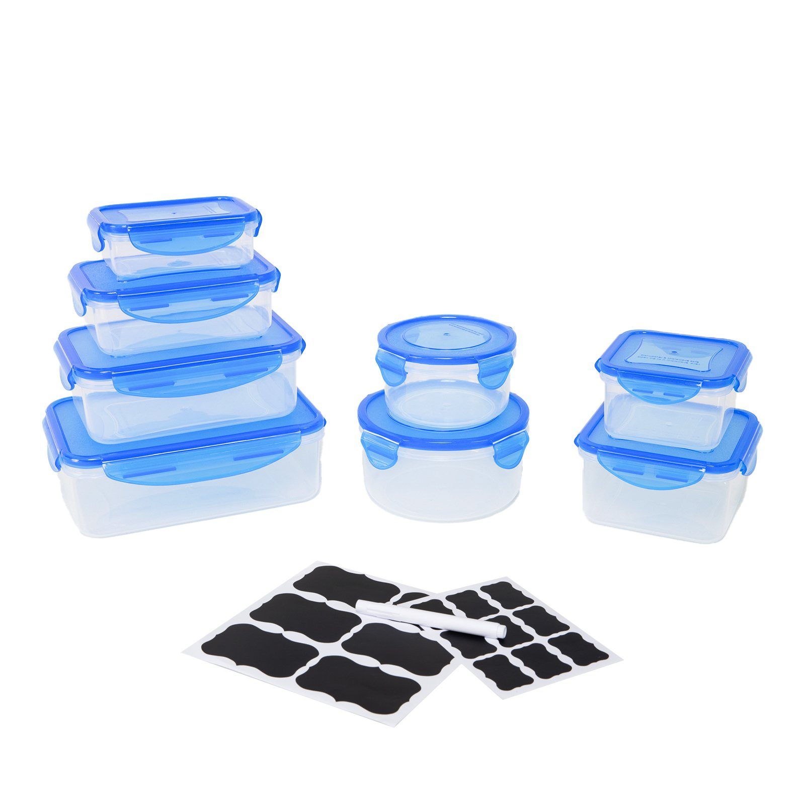 Plentyfy Frischhaltedose Frischesystem 16, Kunststoff, (Set, 16-tlg), Frischhaltedose mit Deckel - Vorratsdosen Set blau | Frischhaltedosen