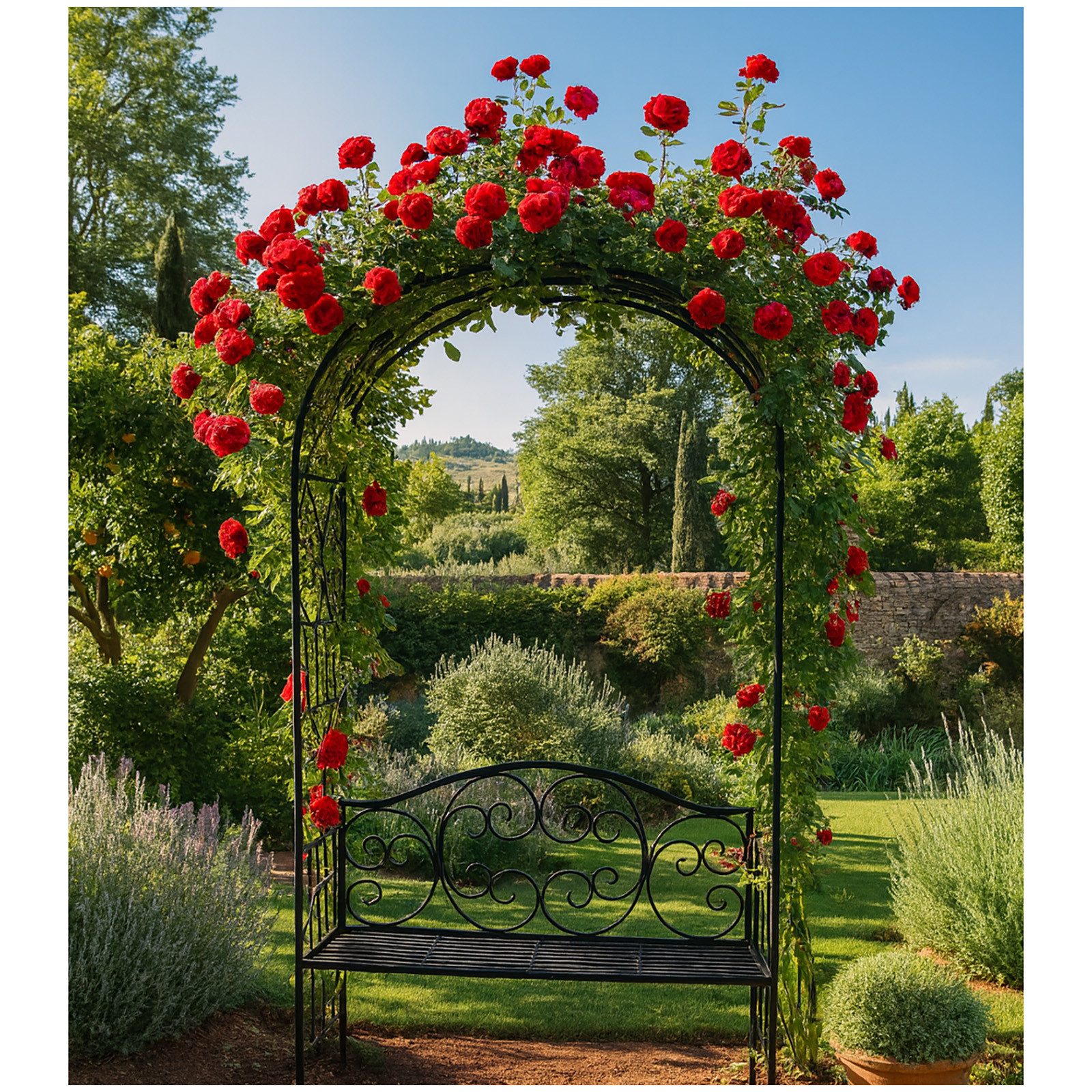 HTI-Living Gartenbank Gartenbank mit Rosenbogen (Stück, günstig online kaufen