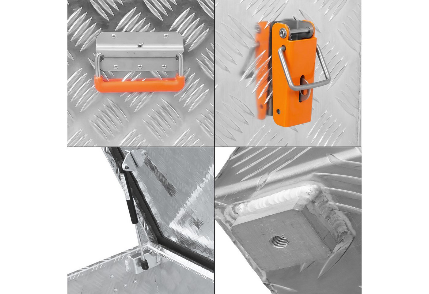 Thumbnail - ALUBOX Aufbewahrungsbox aus Aluminiumriffelblech massive Transportkiste (37 Liter), Fangbänder & Gasdruckdämpfer im Deck...
