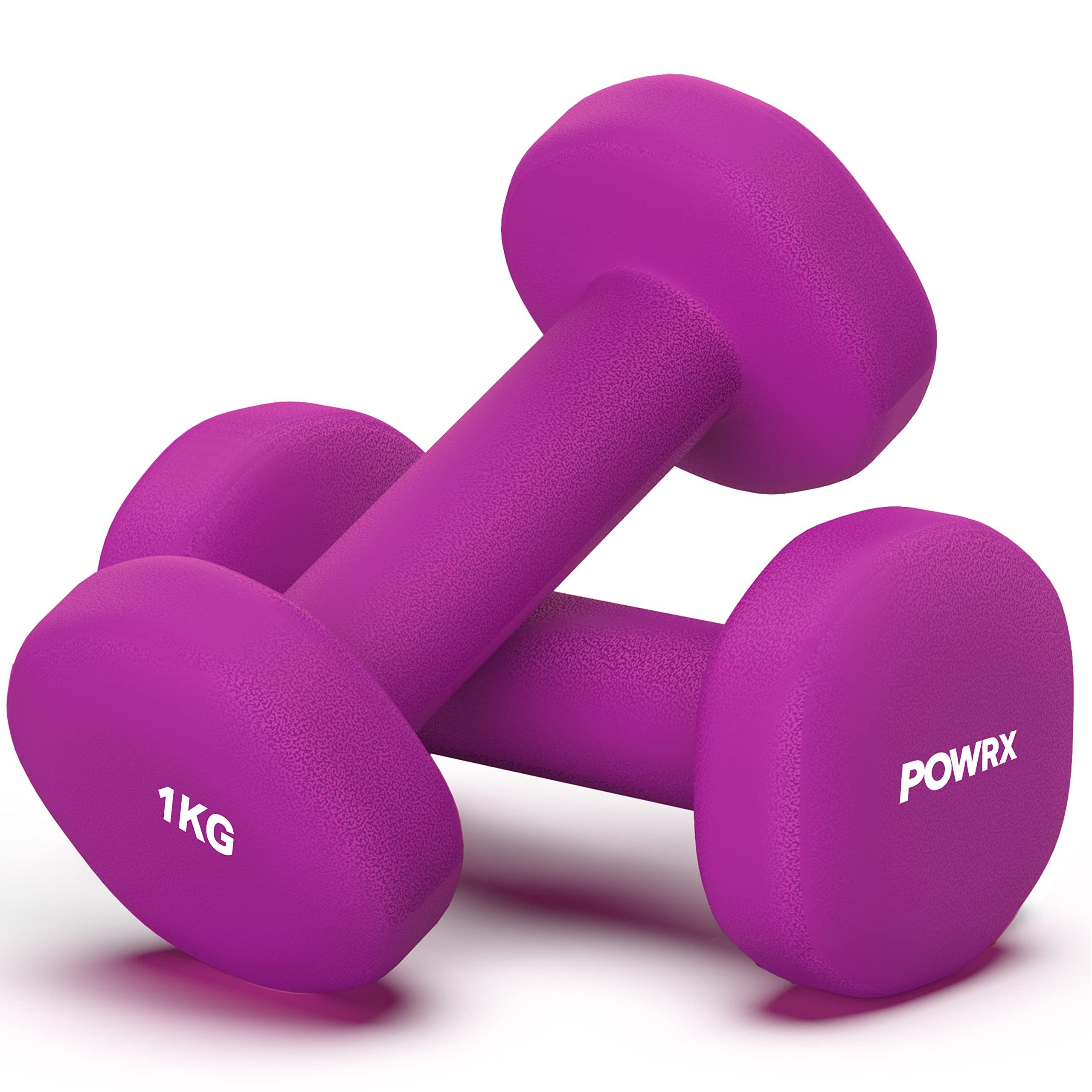 Rosa Fitness, Krafttraining, kg) ( Gewicht, Hexagon, POWRX 2x1 Hantelset (2X1Kg) Kurzhantel Rosa 1kg Männer/Frauen,