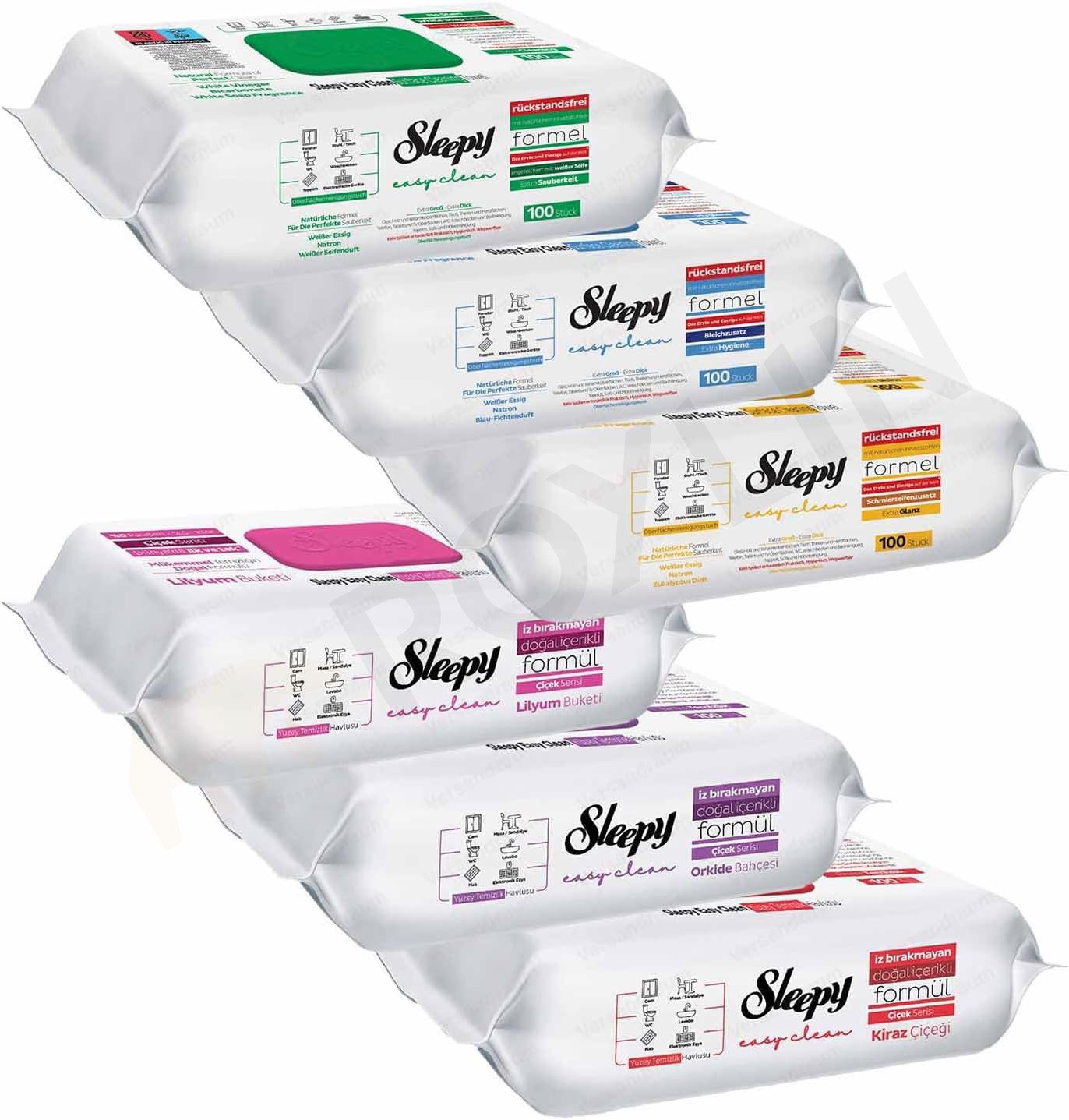 Roxlin Sleepy Reinigungstücher Mix Set – 6 Farben & Düfte, (600 Stk) Reinigungstuch (Gross Mix)