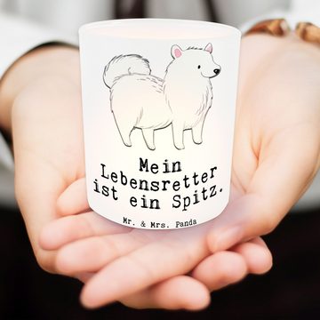 Mr. & Mrs. Panda Windlicht Spitz Lebensretter - Transparent - Geschenk, Tierfreund, Windlicht Gl (1 St), Hochwertiges Material