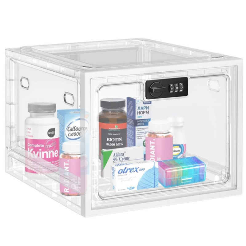BlingBin Aufbewahrungsbox Abschließbare Box Medikamenten Transparente Schließbox (1er Set, 1 St., 1pcs), für Medizin, Snack, Handy Gefängnis, Lebensmittel