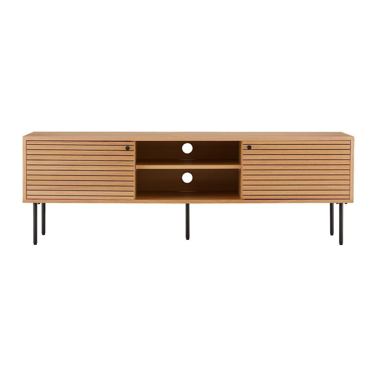 House Nordic Lowboard KYOTO, 2 Türen, Braun, Eichenholzfurnier, MDF, 2 Ablagefächer mit je 1 Kabeldurchlass, B 150 x H 50 x T 40 cm