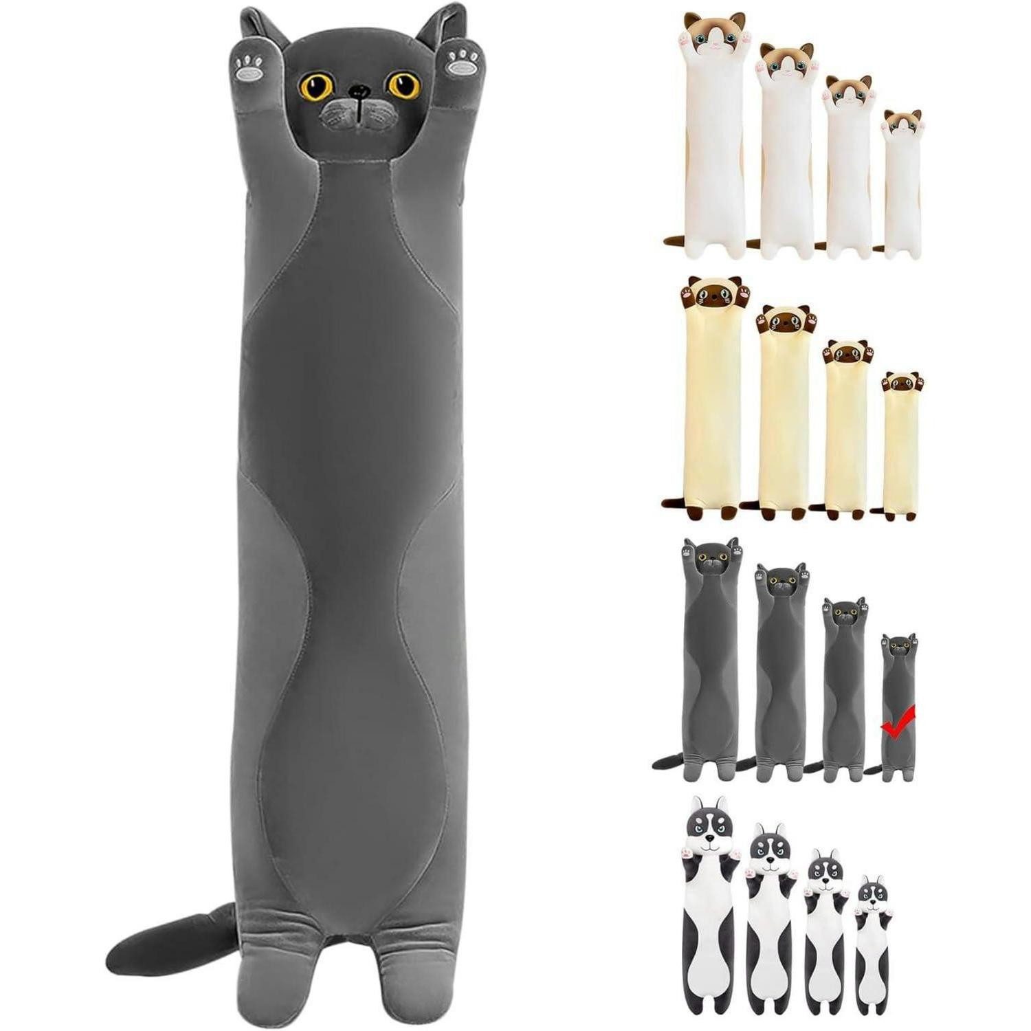 LuxusKollektion Kuscheltier Kuscheltier Katze Plüsch Stofftier Kissen Geschenk Grau 50cm (1-St)