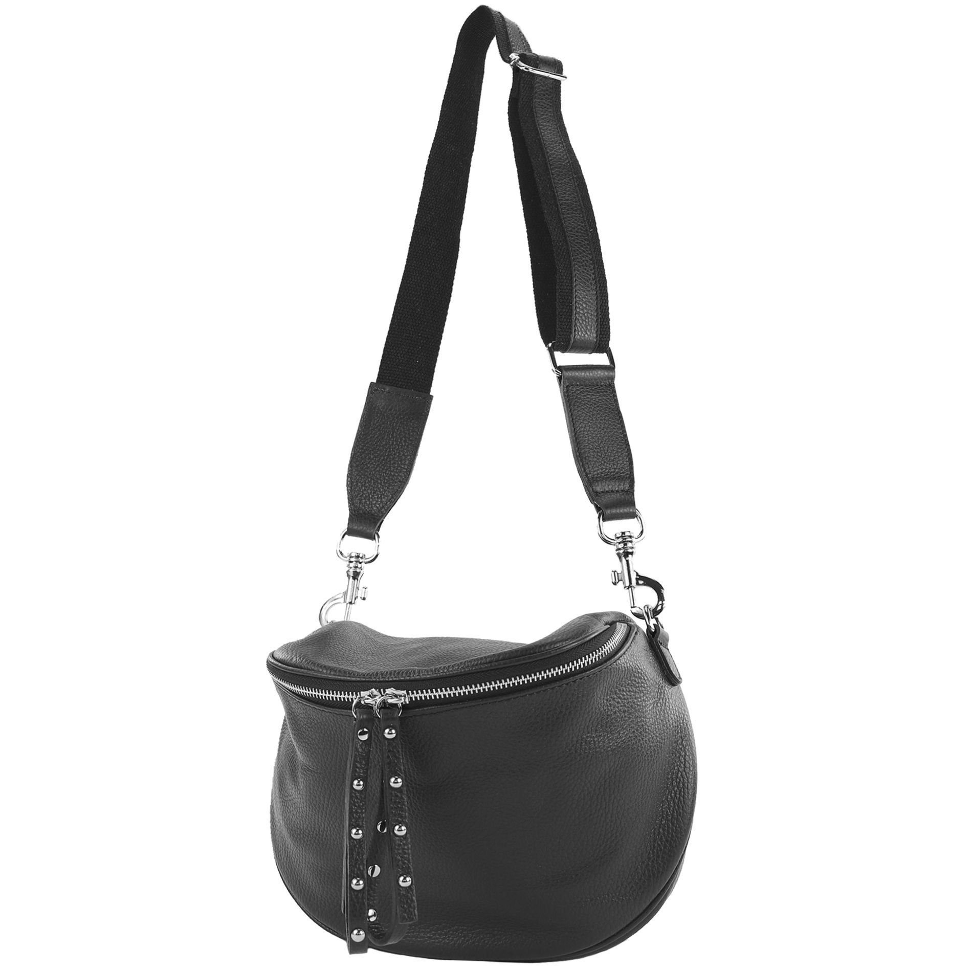 Handmade de Schultertasche in modamoda Echtleder Schwarz T236, Italy