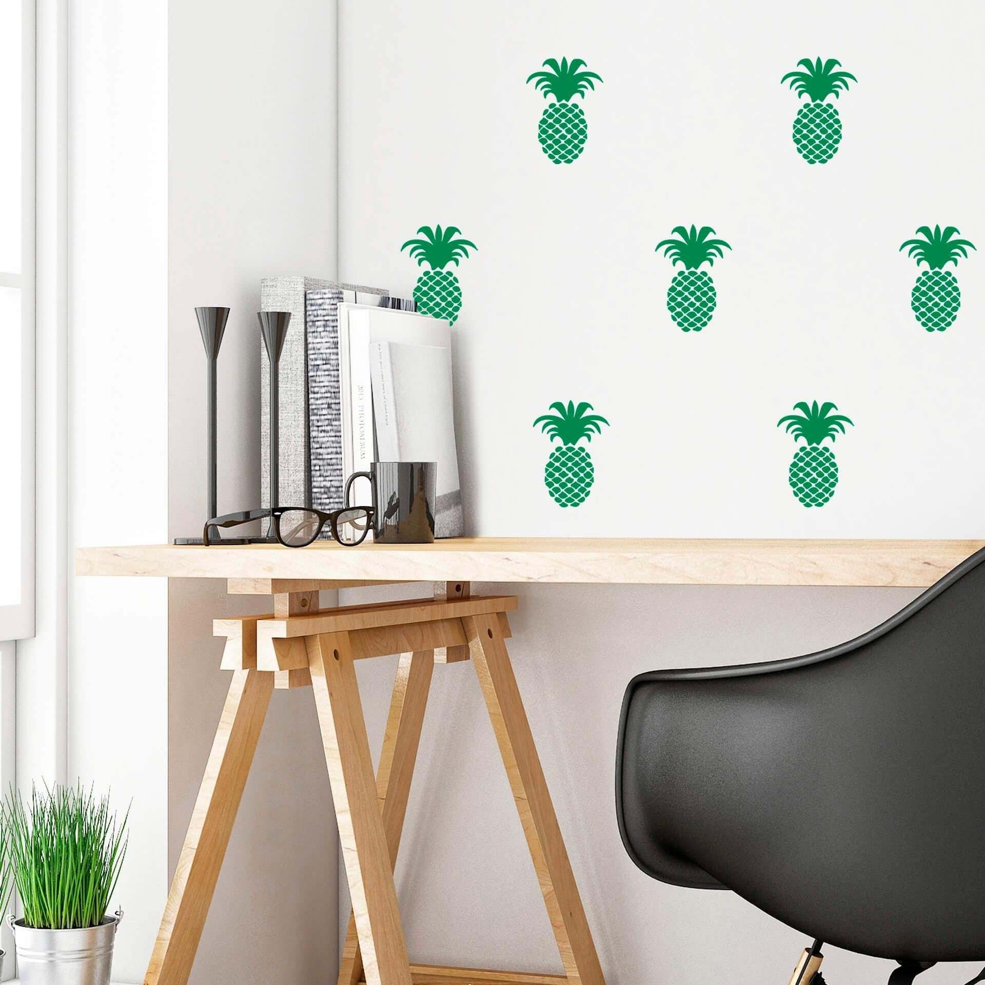 Set Wall-Art Ananas grün Wandtattoo