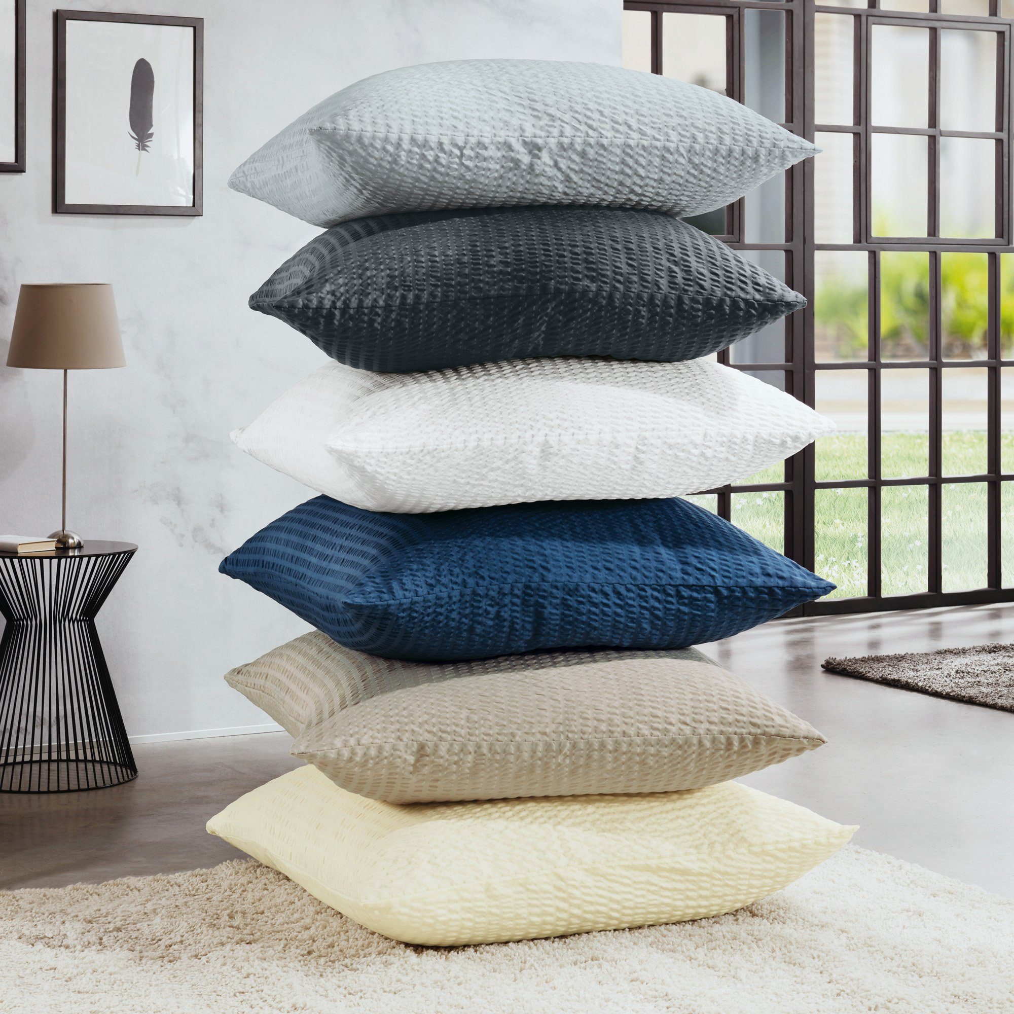 REDBEST Kissenbezug Kissenbezug "Detroit", Microfaser-Seersucker Uni günstig online kaufen