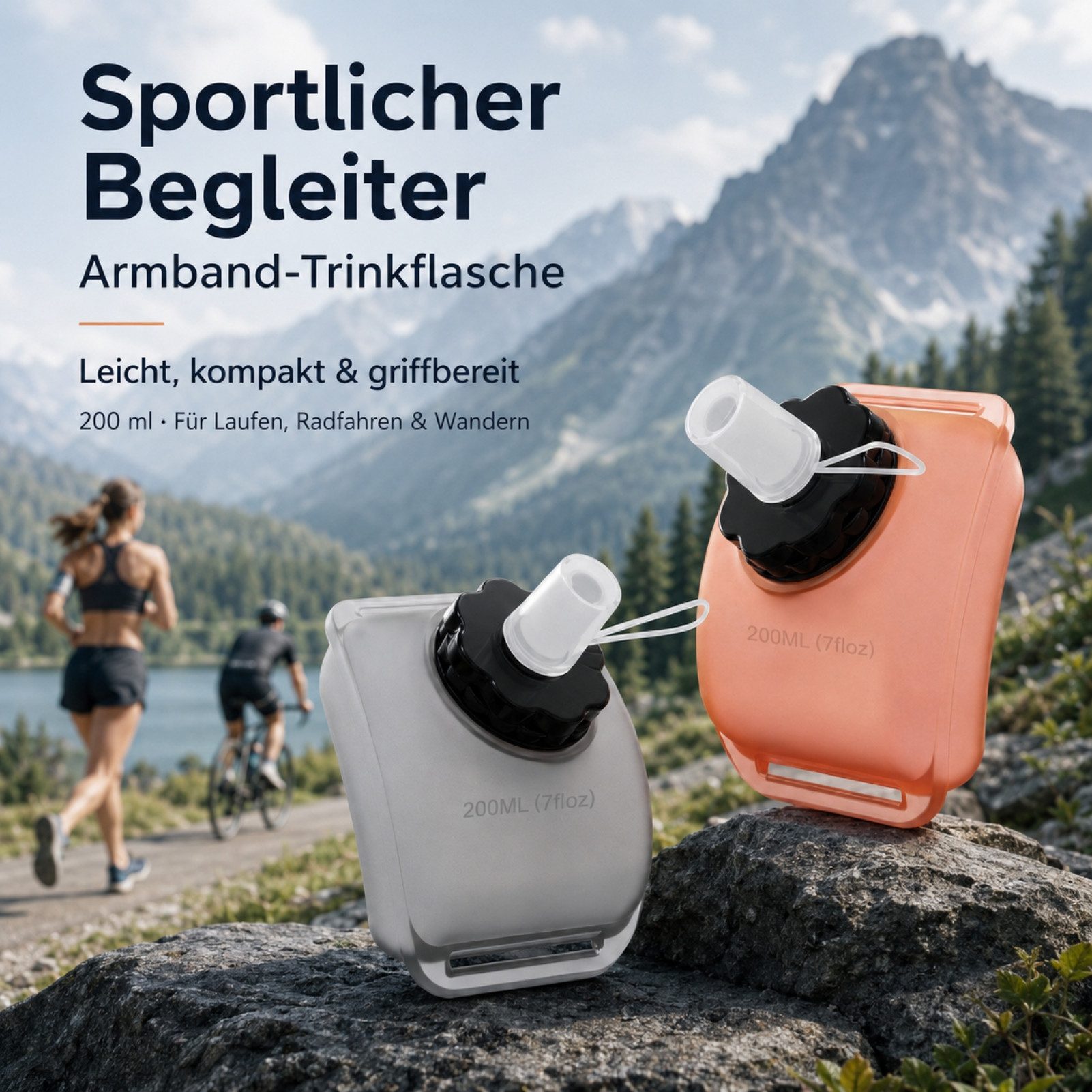 Jumpeak Trinkflasche Handgelenk,Trinkbecher,Laufen,weich,auslaufsicher,Sporttrinkflasche, drei Farben,Wearable,Kreativität,Getränke,tragbar,Laufen,Geschenk