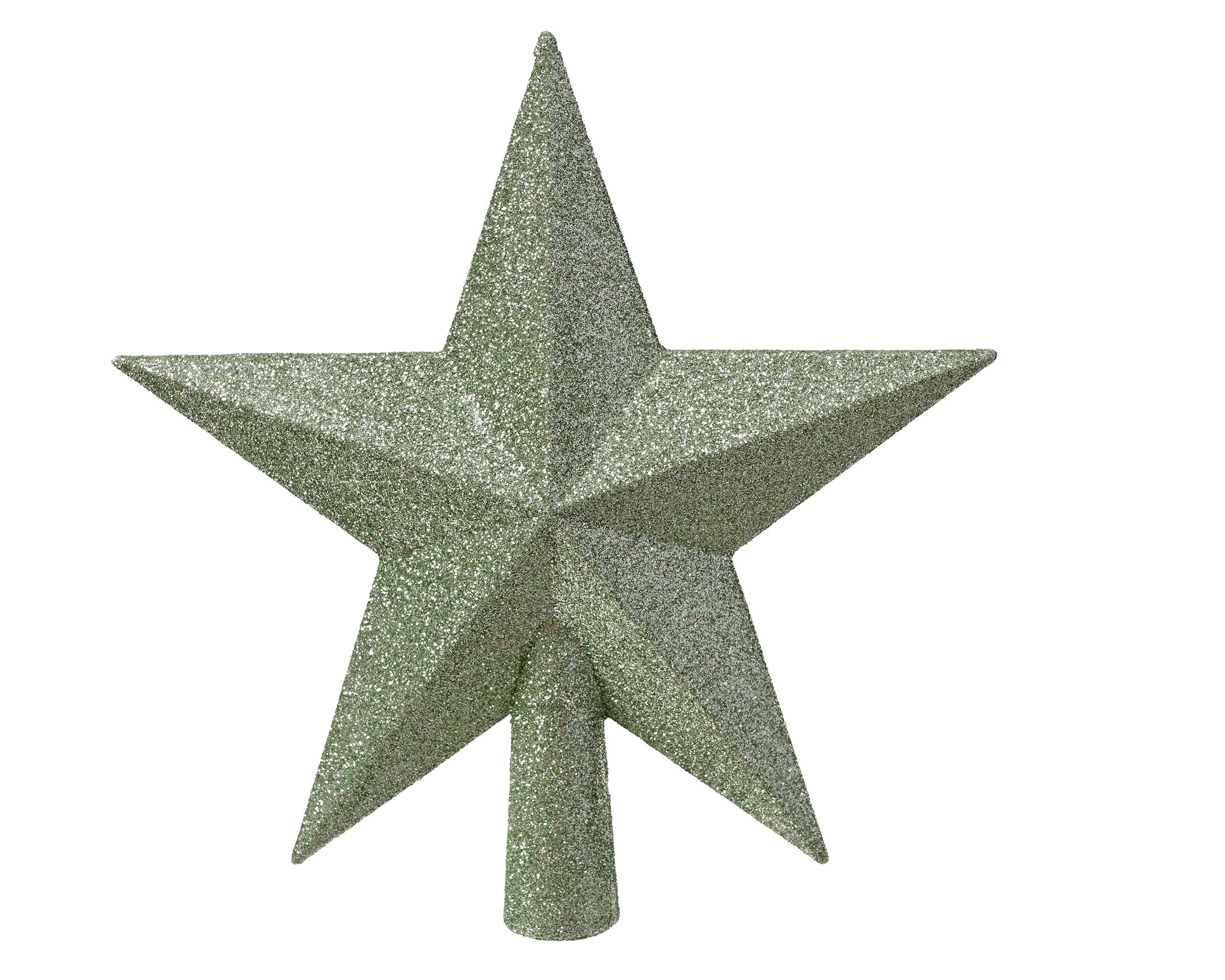 Kaemingk Christbaumspitze, Christbaumspitze Stern mit Glitzer 19cm Kunststoff - Matchagrün
