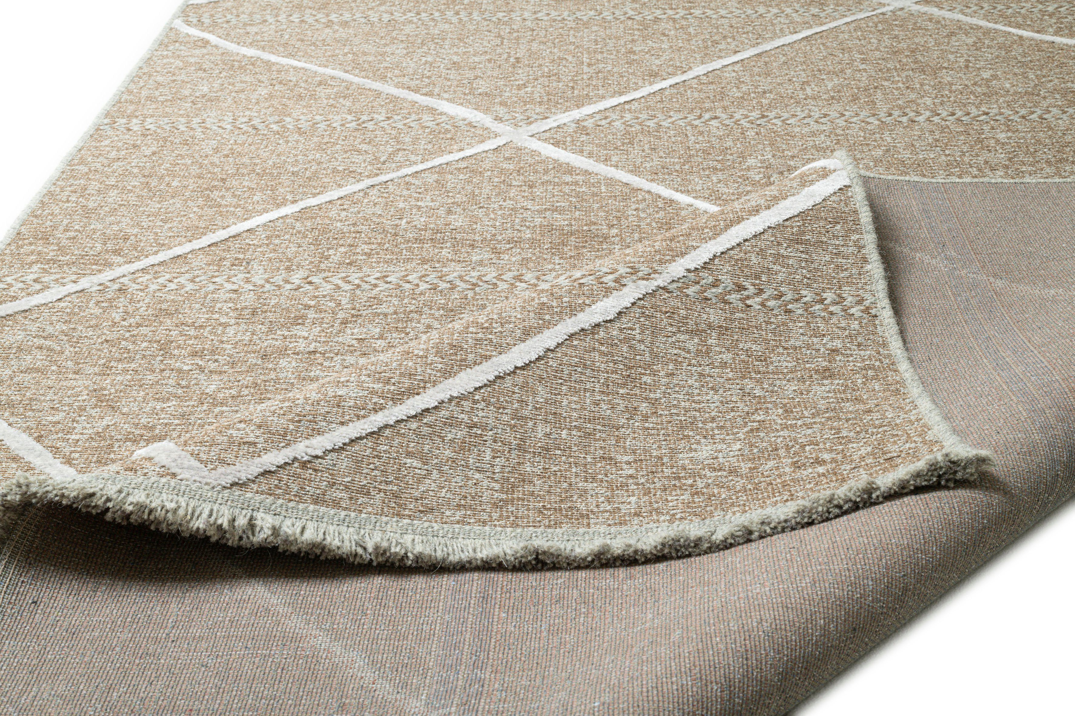 Sansibar Teppich Braderup, rechteckig, Höhe: 2 mm, Flachgewebe, modernes Scandi Design, Motiv Rauten, mit Fransen