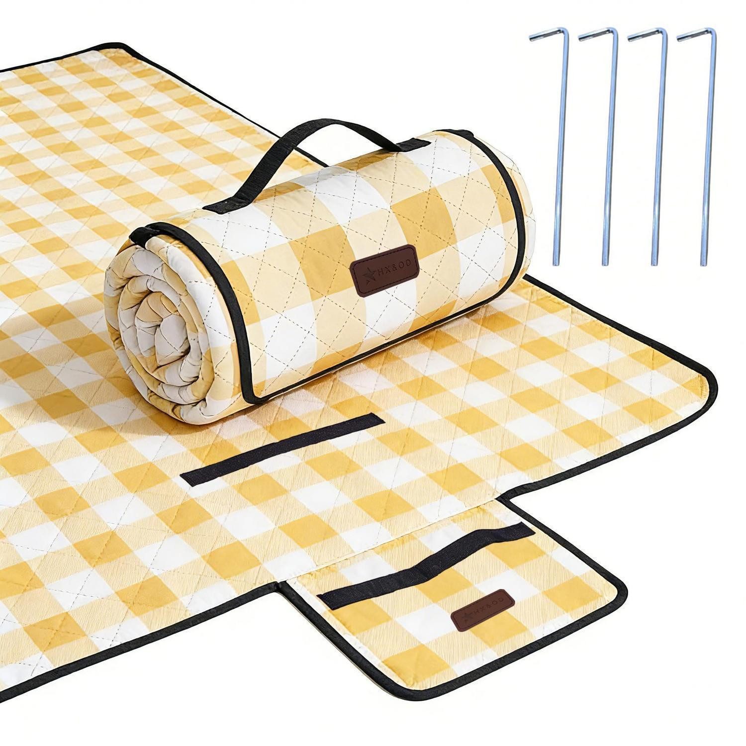 Picknickdecke Picknickdecke extragroß wasserdicht 203 x 203 cm (Quadratisch) Gelb, LuxusKollektion