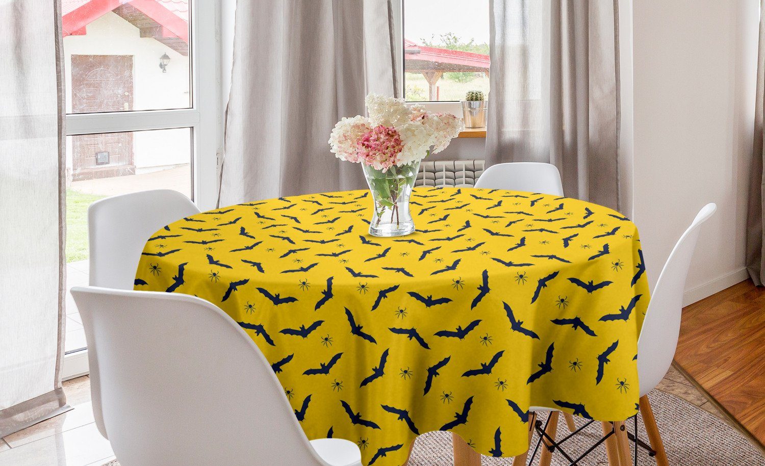 Abakuhaus Tischdecke Kreis Spinnen und Patterns Tischdecke Esszimmer Halloween Küche Dekoration, Schläger Abdeckung für