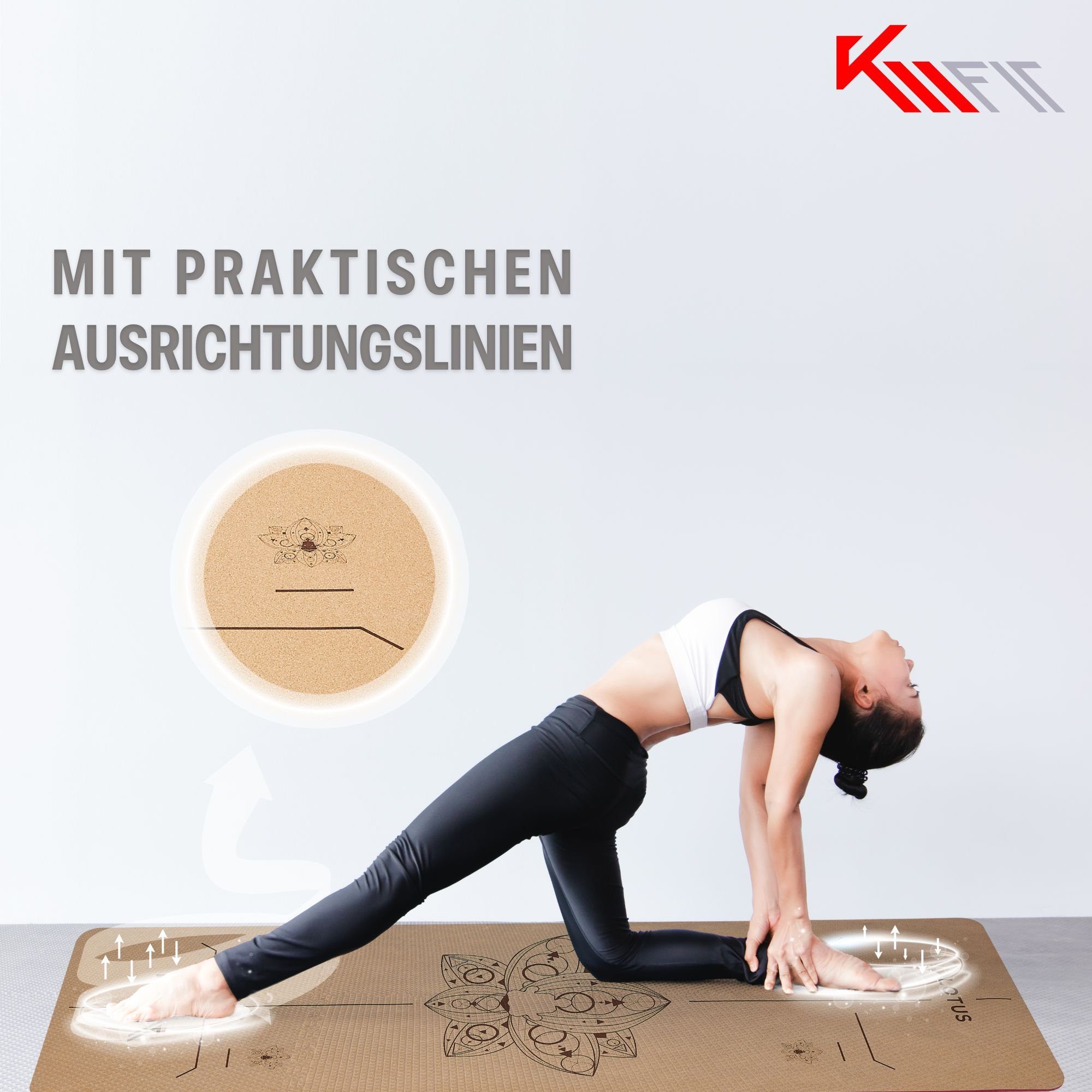 KM - Fit Yogamatte Gymnastikmatte Fitnessmatte Pilates Sportmatte Bodenmatte mit Tasche (Set)