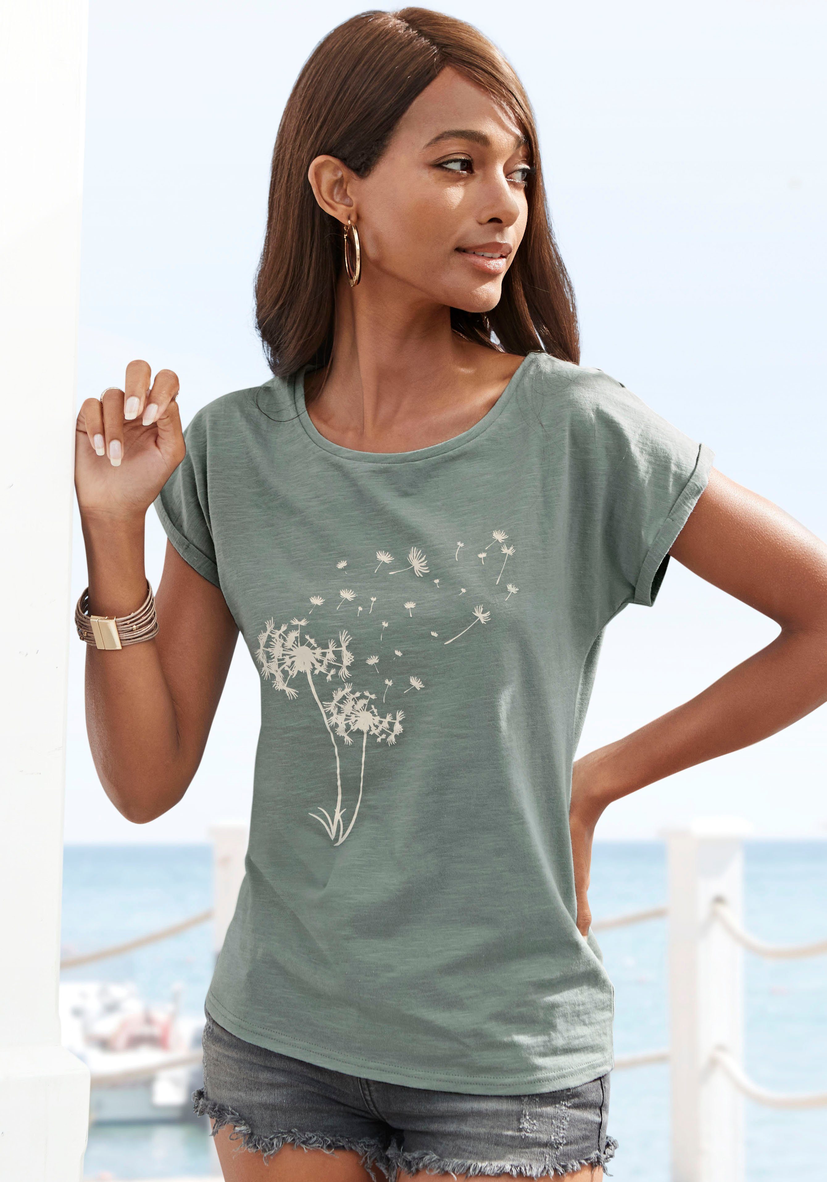 Vivance T-Shirt (1-tlg) mit Frontdruck "Pusteblume"