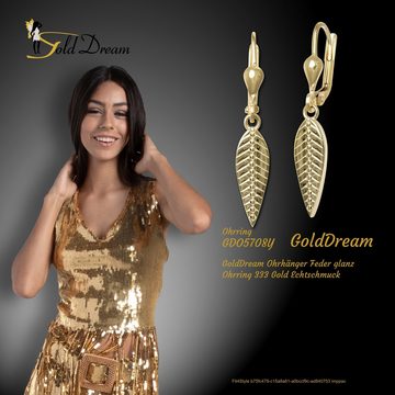 GoldDream Paar Ohrhänger GoldDream Ohrhänger Feder Ohrring Gold (Ohrhänger), Damen Ohrhänger Feder aus 333 Gelbgold - 8 Karat, Farbe: gold