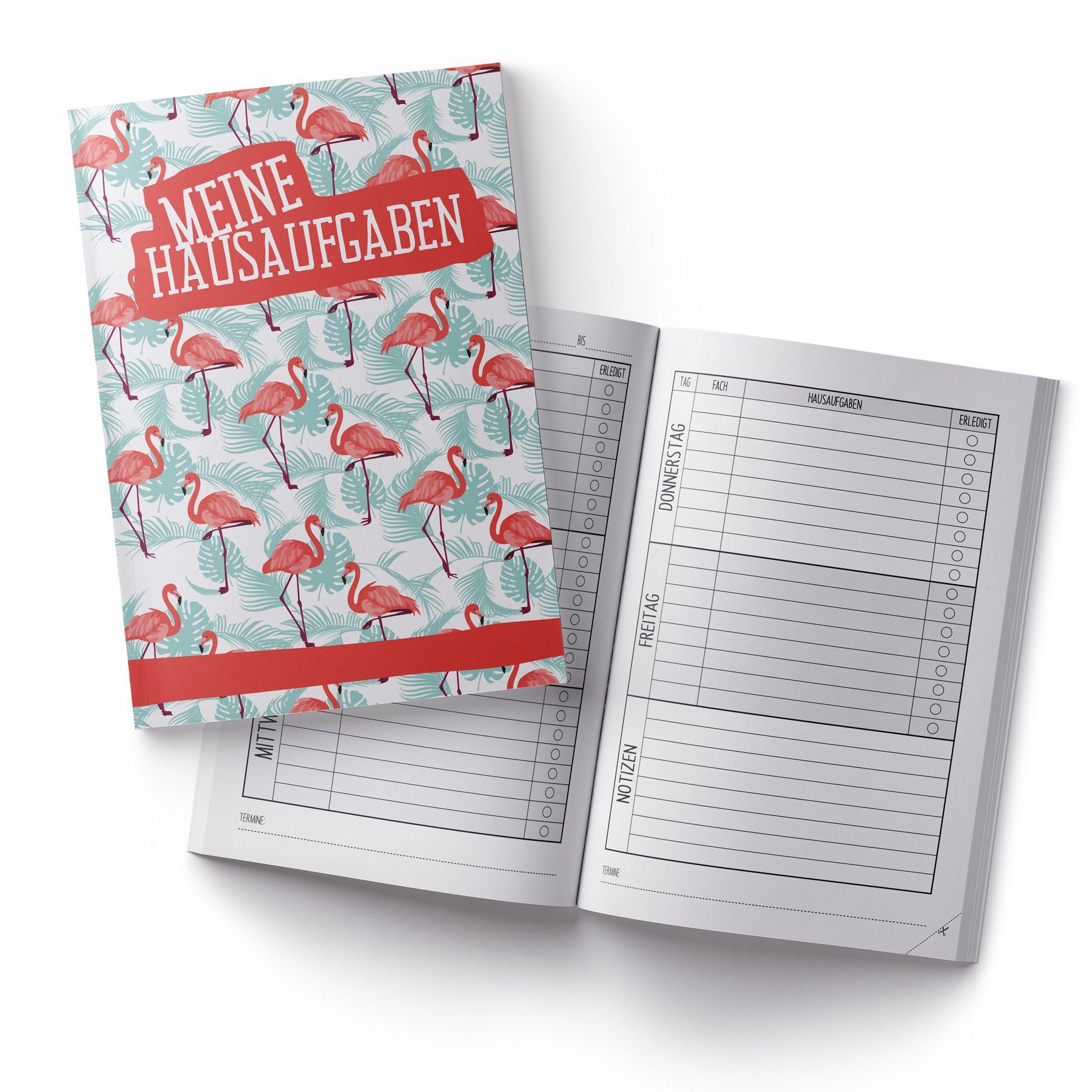 itenga Notizheft itenga Hausaufgabenheft Flamingo (Motiv 6) DIN A5, 96 Seiten