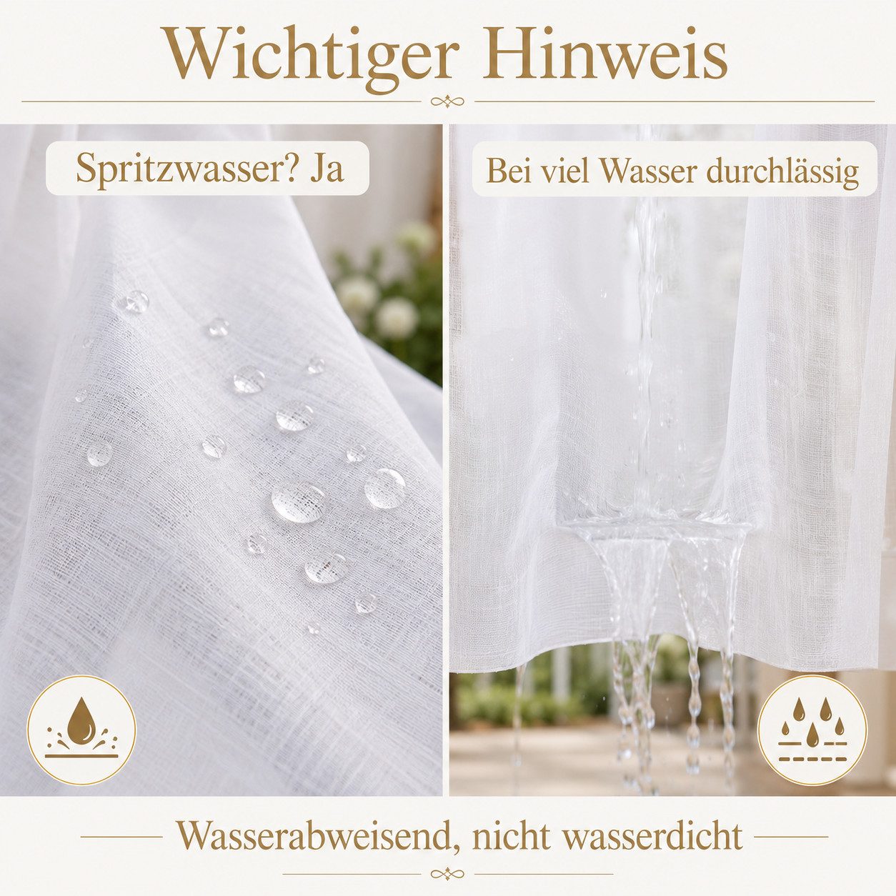 Sunicol Outdoorvorhang Transparent Gardinen Sichtschutz Sonnenschutz Für Balkon Terrasse (2 St), Oben und Unten Stangenschlaufe – Bild 4 von 5